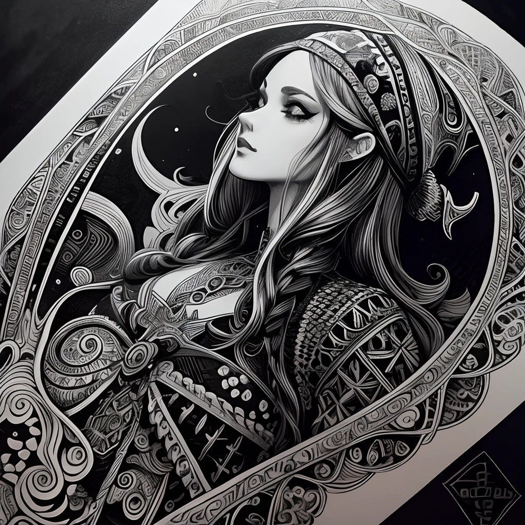 Pirates, black and white, zentangle (best quality) ultra-detailed, fine line drawing, fine line art, coloring book illustration style, intricate linework, highly detailed illustration, perfect composition, beautiful and stunning, dynamic angle, high contrast, incredible shading, incredible detail, unique style, black and white details, (dark and mystical atmosphere), intricate and detailed nature elements.