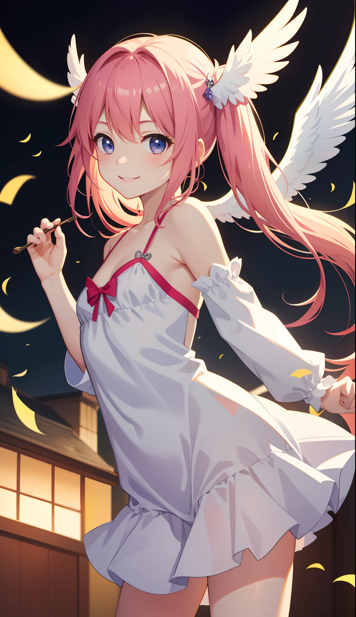 1girl in、A smile、A delightful! cupid、Angel wings on the back、(small tits)
