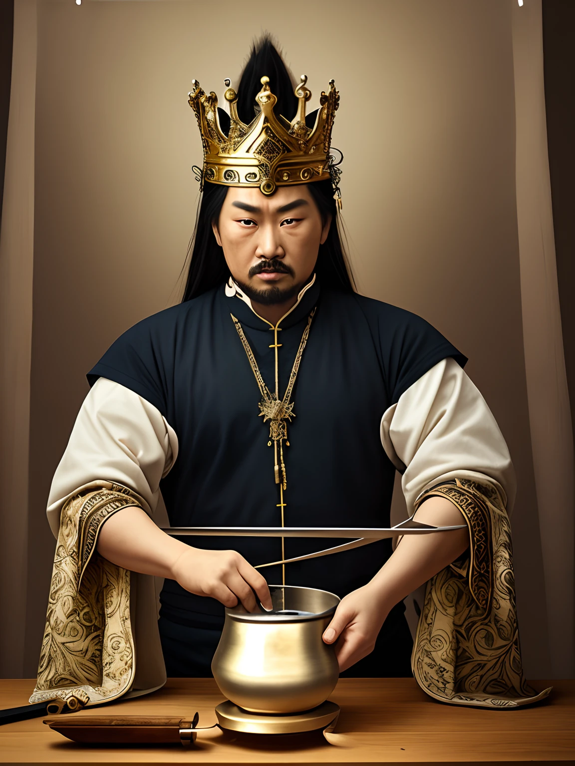 Angry King Ming,Be strong and brave,Canine teeth exposed,Hair stands on end,Eight arms,He had a trident in his hand, Respectively,The sword,pestle,the bow,arrow,hand seal,Each foot is stepped on by an individual,The contours of the body are all on fire,Hot,Light, an ultrafine detailed painting, Realiy,photorealestic,professional photoshooting,tmasterpiece,超高分辨率,