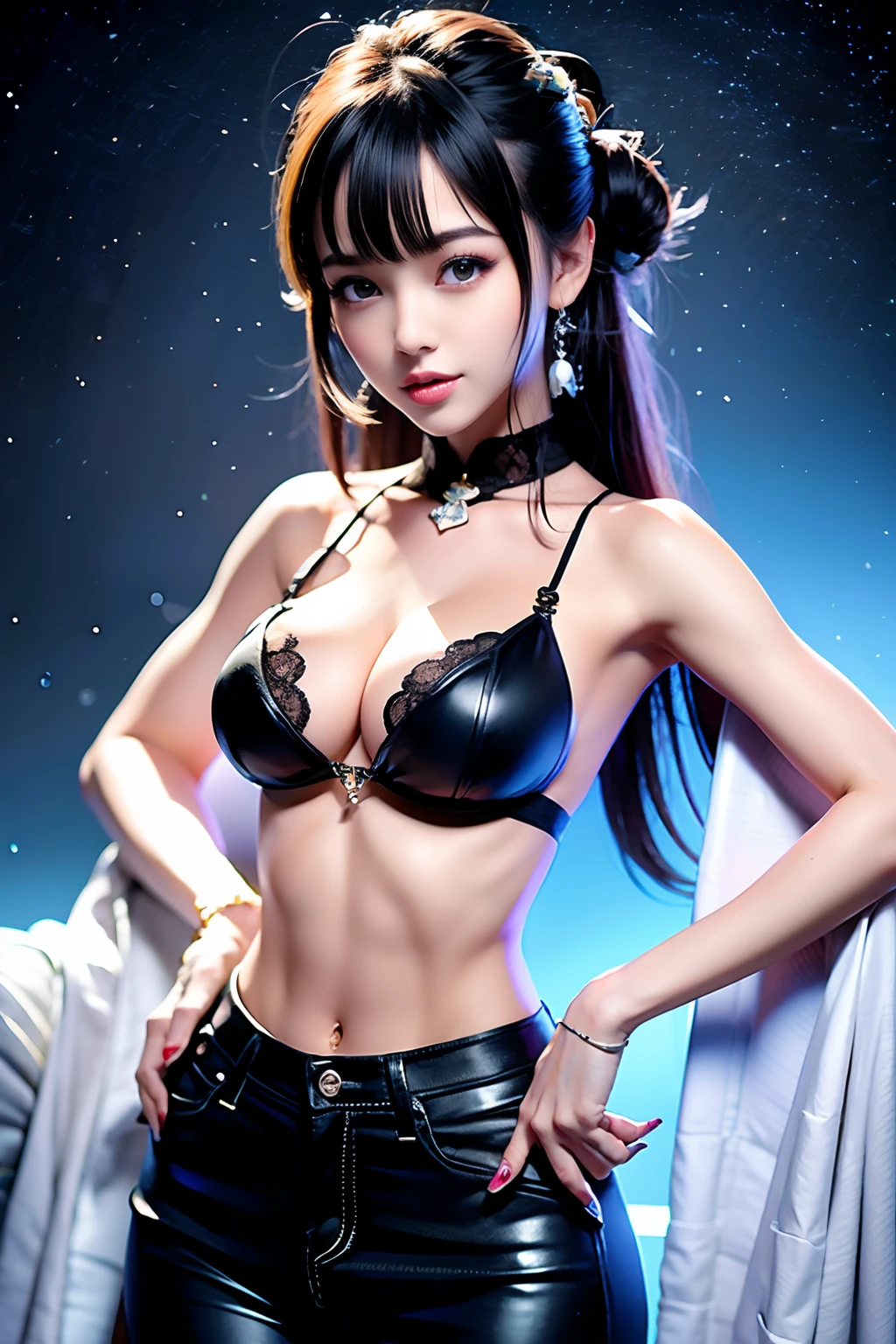 Top image quality、Raw photography、超A high resolution、Cute girl at 18 years old、Shooting for one person only、round breast、Black tank top、short trousers of black color、Beautiful Eyes of Details、very elongated eyes、Beautiful eyelashes、Beautiful double eyelids、white walls、Beautiful waist、very slender legs、a short bob、very slender physique