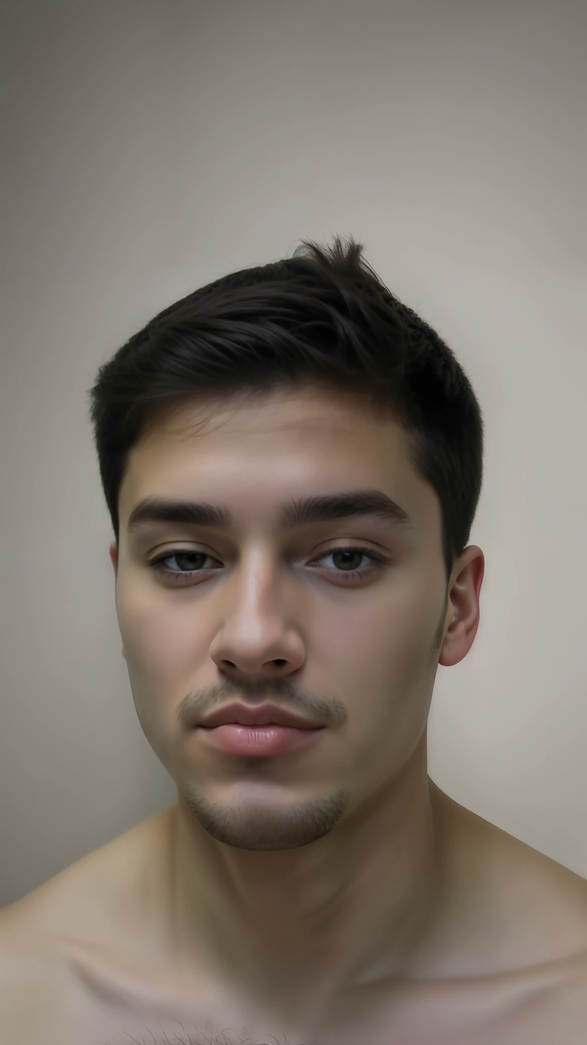 Homem com rosto sem camisa e gravata, em torno de 1 9 anos, imagem frontal, foto de perfil headshot, 18 anos, halfbody headshot, 1 6 anos, rosto largo raspado limpo, 2 2 anos, 2 3 anos, 21 anos, imagem do rosto, rosto realisticamente renderizado, foto de perfil profissional