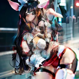 1 girl, Tifa, bunny suit, black hair, realistisc, ultra detail, 70 mm lens