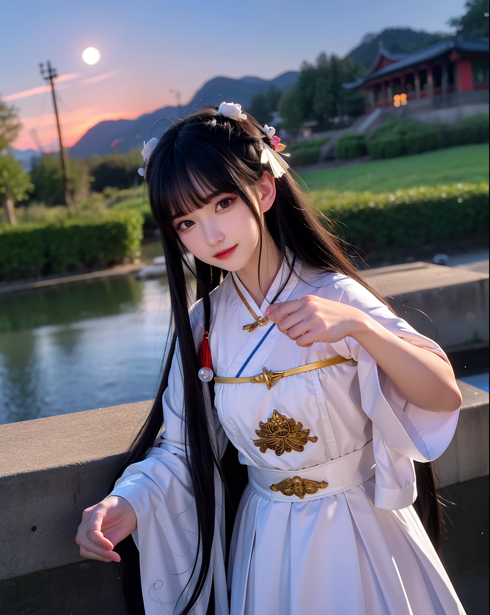(8k, RAW photo:1.2), best quality, ultra high res,dramatic angle,(fluttered detailed color splashs), (illustration),(((1 girl))),(long hair),(rain:0.9), (头饰:1.4),少女身边有一座古宫,汉服,(重点),彩色水墨画,(泼彩),泼彩,(((colorful))),(素描:0.8) , Masterpiece, best quality, beautiful painted, highly detailed,(denoising:0.6),[splash ink],((ink refraction)), (beautiful detailed sky),moon,highly,detaild,(masterpiece, best quality, extremely detailed） CG unity 8k壁纸，杰作，最好的质量，超详细），（石蒜），