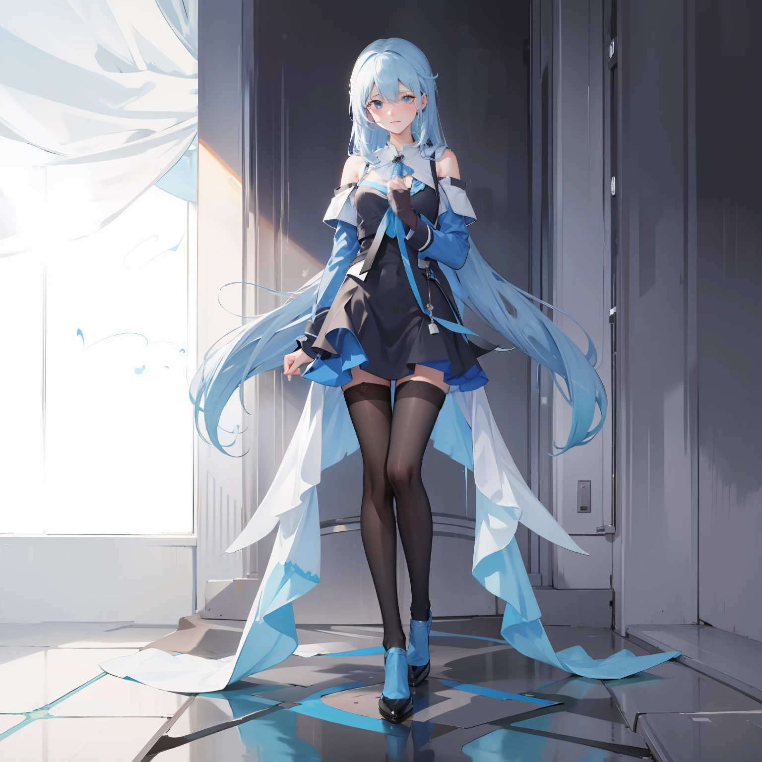 Sky blue pupils,The left and right eyes coincide,black lence stockings