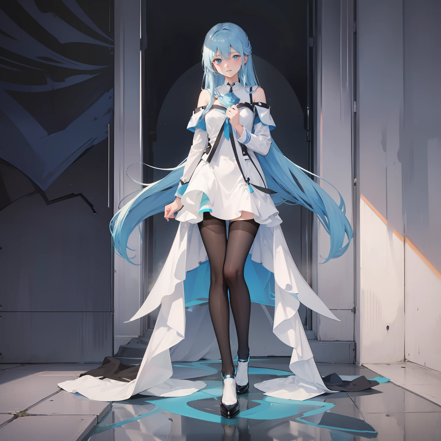 Sky blue pupils,The left and right eyes coincide,black lence stockings