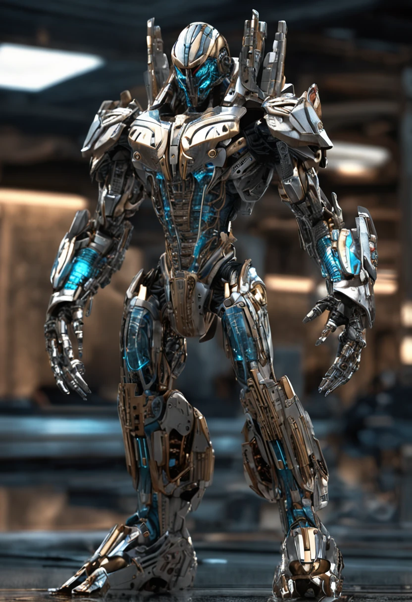 a crisp sharp full body iposing-impending-threatening stance action pose photo of an epic ultimate grand futuristic Centurian Thorgorian-Predator hybrid Imperial Warlord-warrior made of futuristic materials & alloys & sci-fi mechanical cyborg-human-android  components & cyborg-human-android  organ systems , robotic-mechanical gears-pistons, human anatomy, gearpunk, sci-fi jewelry, DieselCore