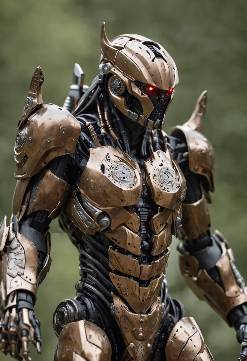 a crisp sharp full body iposing-impending-threatening stance action pose photo of an epic ultimate grand futuristic Centurian Thorgorian-Predator hybrid Imperial Warlord-warrior made of futuristic materials & alloys & sci-fi mechanical cyborg-human-android components & cyborg-human-android organ systems , robotic-mechanical gears-pistons, human anatomy, gearpunk, sci-fi jewelry, DieselCore
