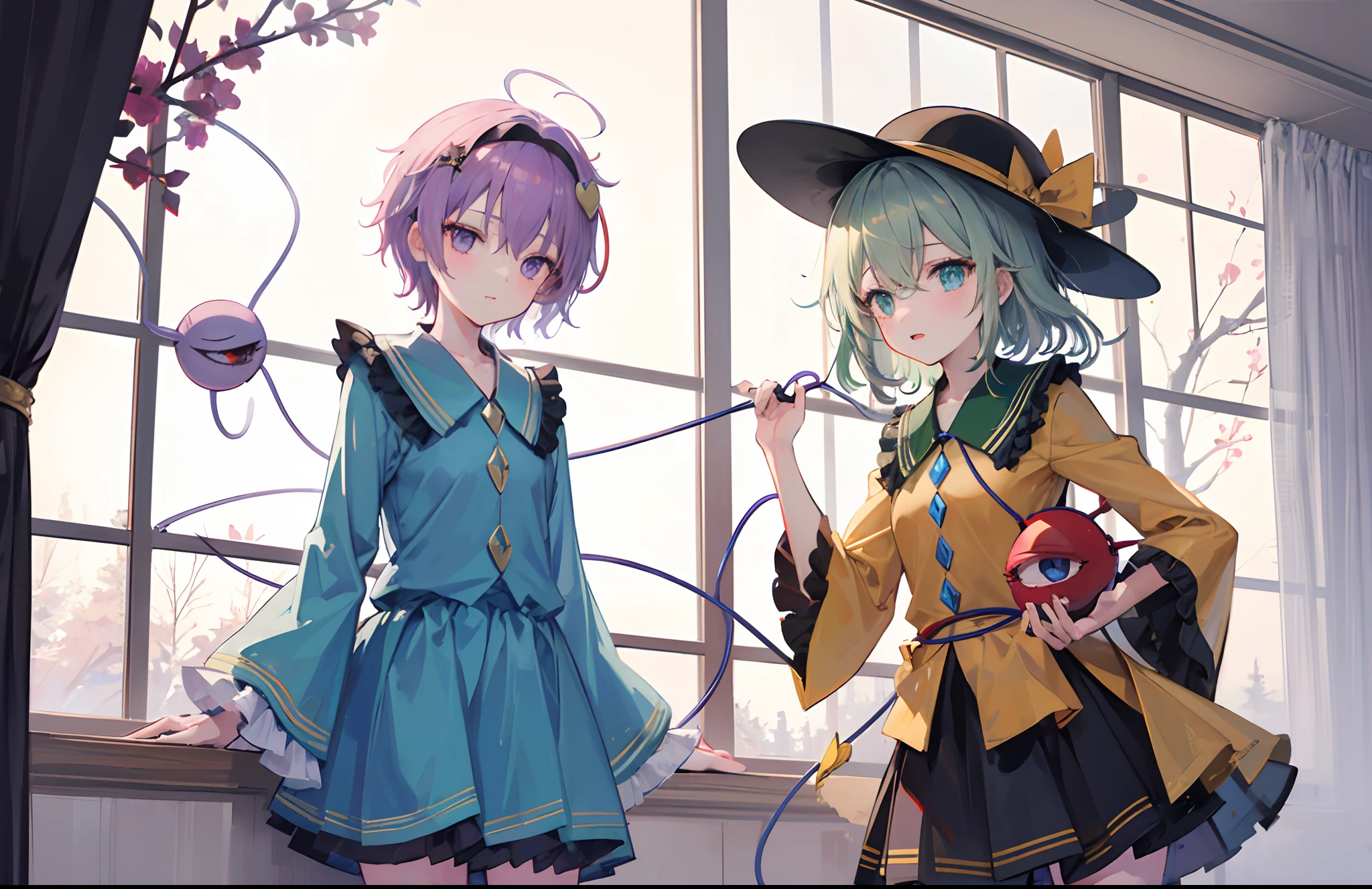 2girls,Komeiji Satori,Komeiji Koishi,