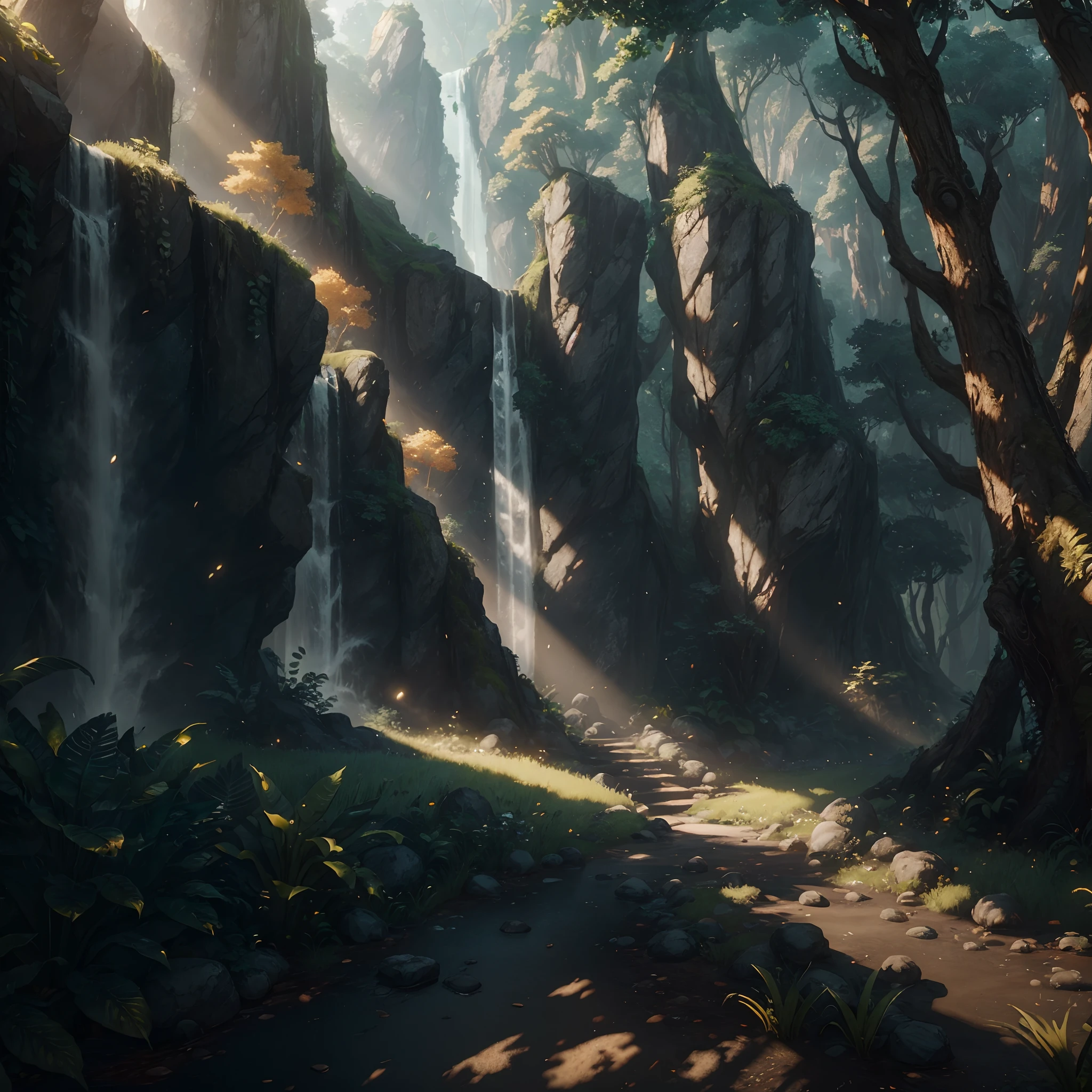 (No humans)、Fresh green in summer、Sunlight、nature backdrop、Unreal Engine、Realistic, Photorealistic、16 K、Cinematic、realistic shaded、hyper quality、Highly detailed、Cinematic lighting、Ray tracing、Colorful、brushstrokes --auto