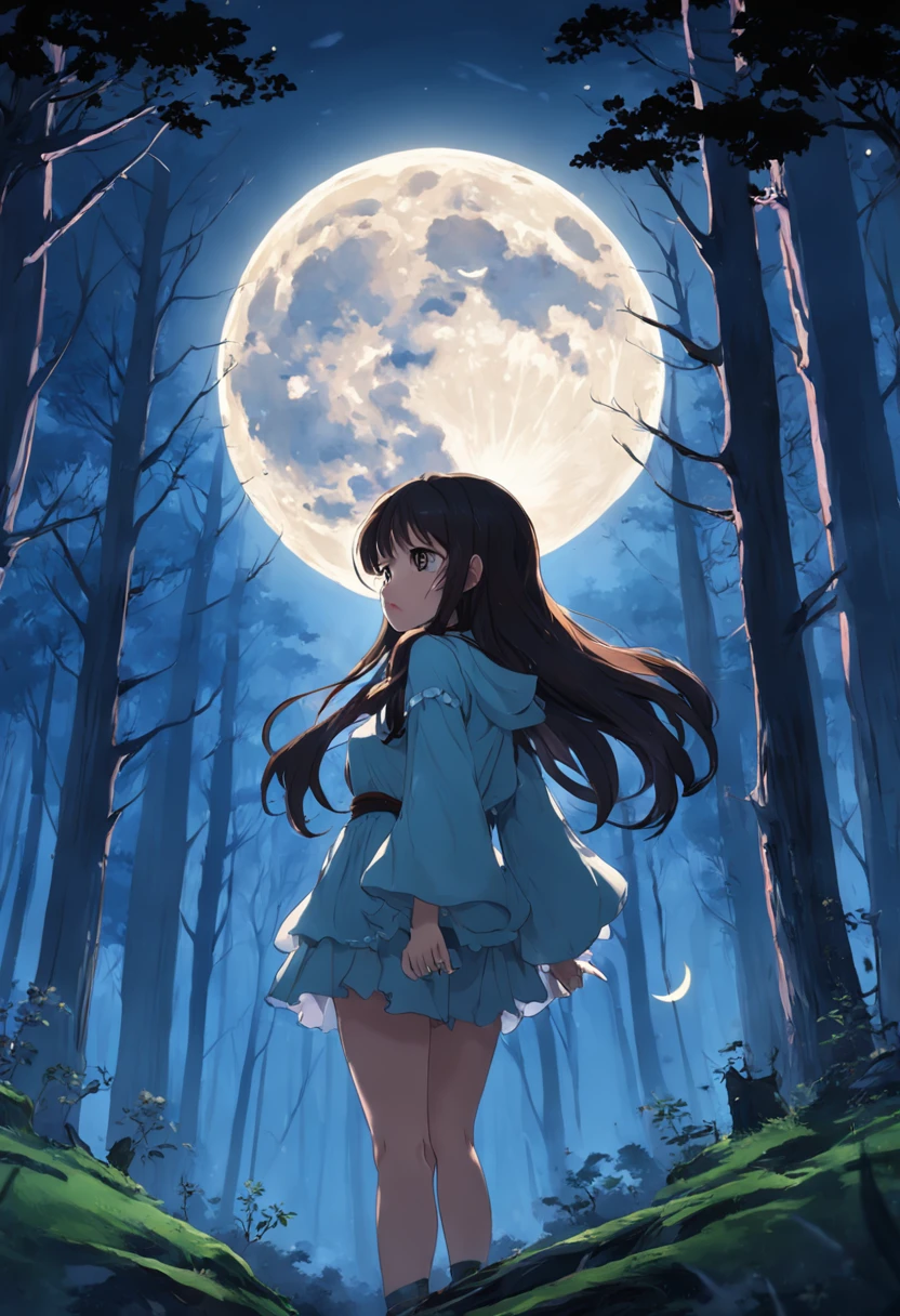 Full moon beauty brunette forest