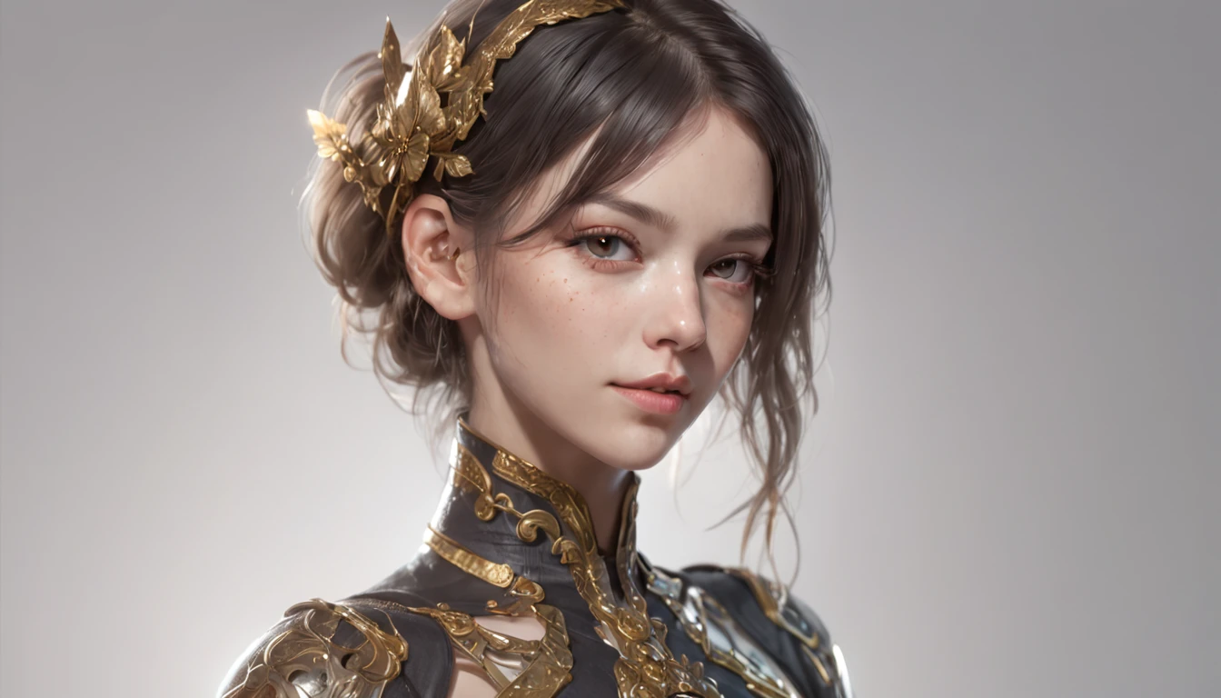Beautiful Caucasian Woman, shoulder length messy hair, Black and gold PVC cat outfit, cheerfulness, full bodyesbian, Beautiful anime waifu style girl, Hyperdetailed painting, Luminism, art by Carne Griffiths and Wadim Kashin concept art, 4K 分辨率, fractal isometrics details bioluminescens , a 3D render, rendering by octane, intricately details , Cinematic, trending on artstation Isometric Centered hyperrealistic cover photo awesome full color, handpainted , grittiness, Realistic Mucha , Intricate, hit definition , Cinematic,Rough sketch, Bold lines, On paper,