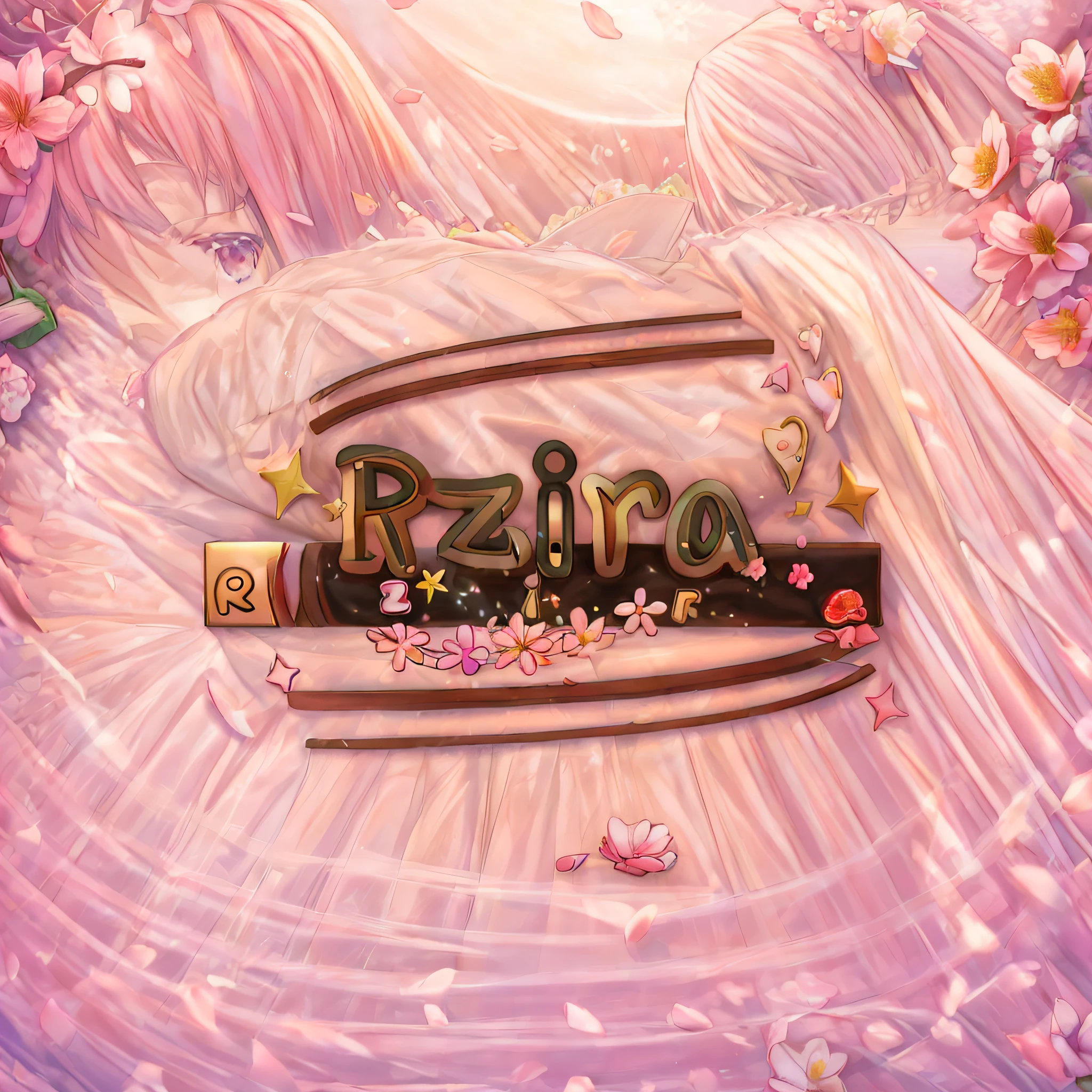 Close-up of a logo with a bouquet of flowers in the background, ((Supersaturation)), profile picture 1024px, seasons!! : 🌸 ☀ 🍂 ❄, inspired by Eizan Kikukawa, Splash screen, sakura season dynamic lighting, zerochan art, official fanart, zerochan, Album art, an aesthetic!, sakura season