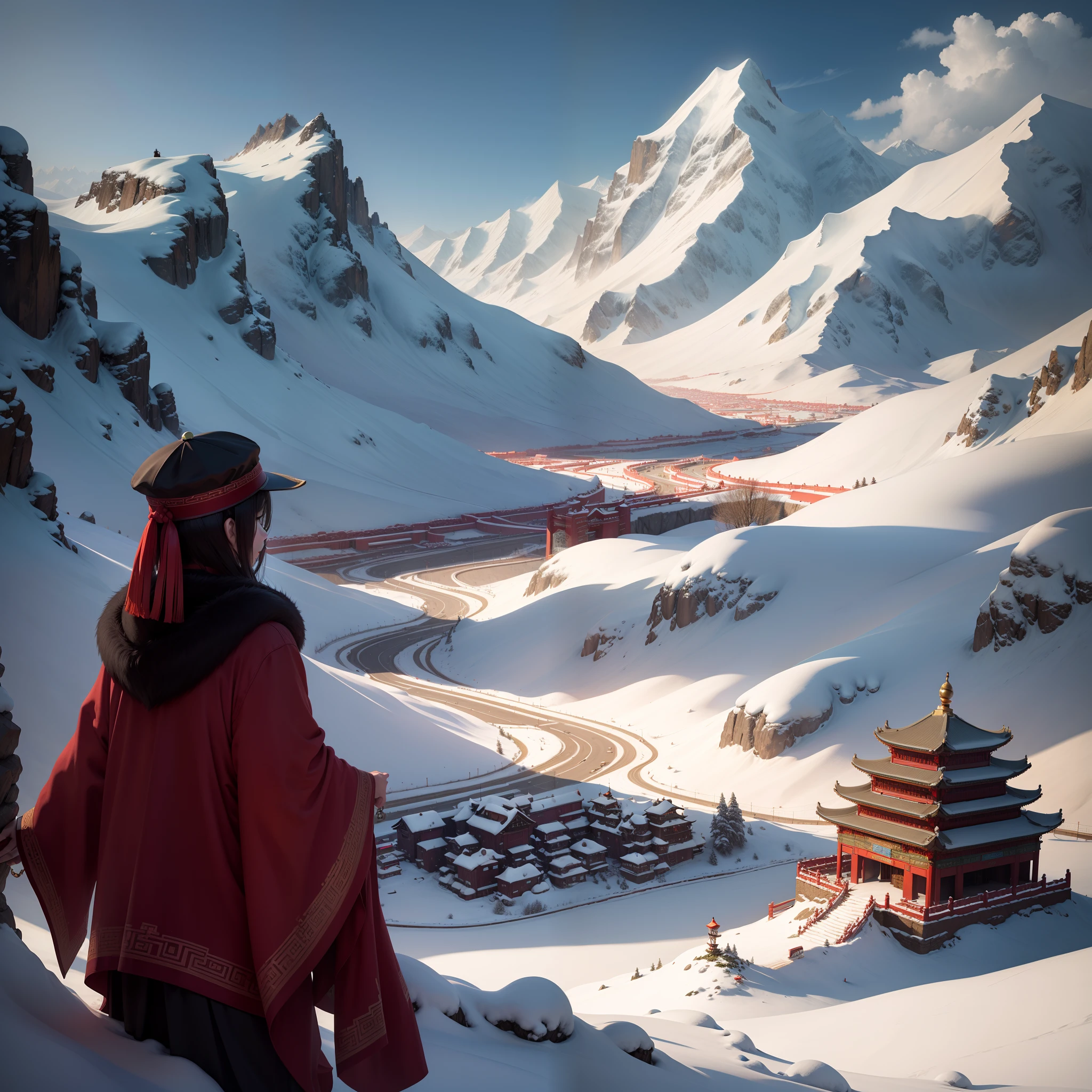 Qinghai Changyun Dark Snow Mountain,The lonely city looks at the Jade Gate Pass
