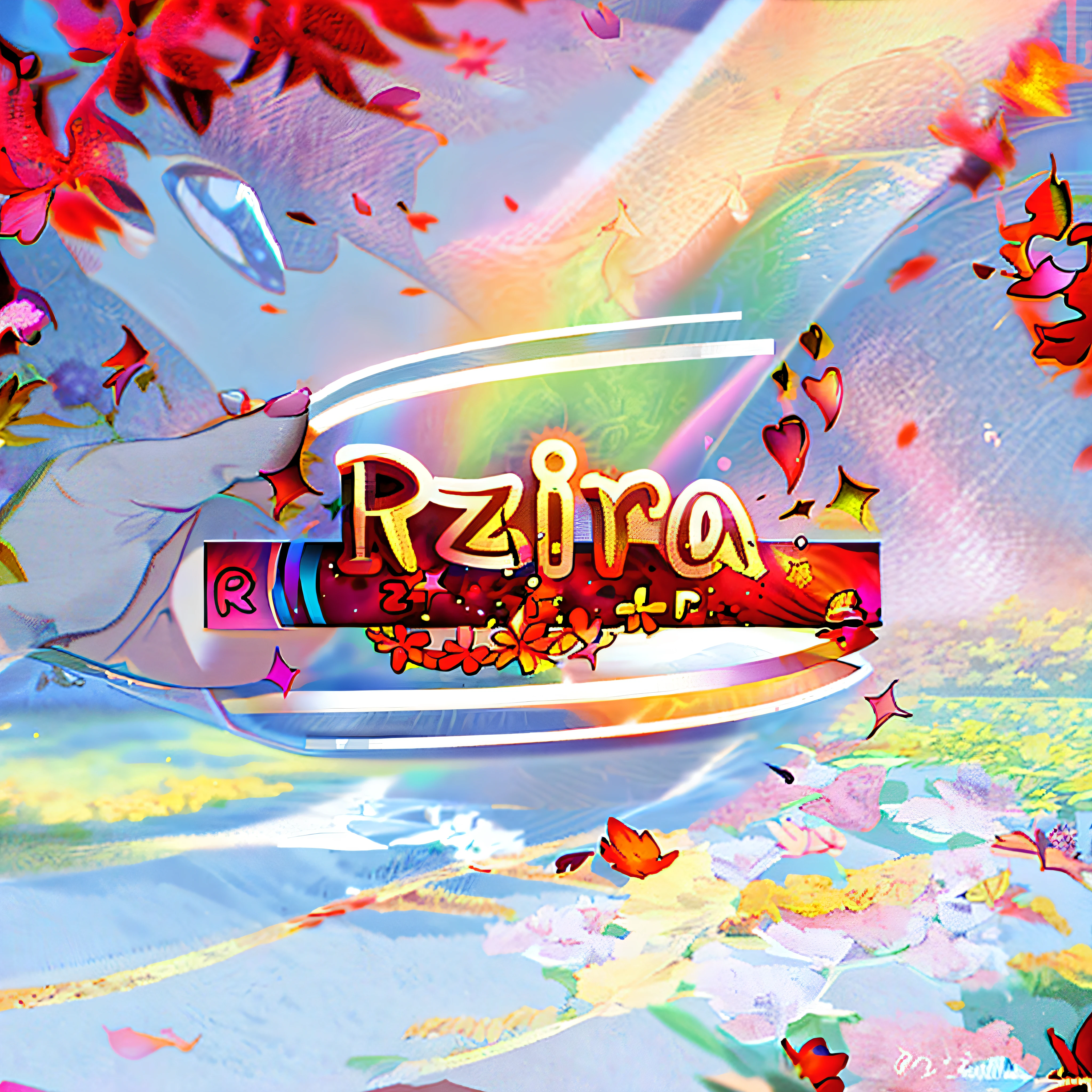 Close-up of a logo with a bouquet of flowers in the background, ((Supersaturation)), profile picture 1024px, seasons!! : 🌸 ☀ 🍂 ❄, inspired by Eizan Kikukawa, Splash screen, sakura season dynamic lighting, zerochan art, official fanart, Album art, zerochan, an aesthetic!