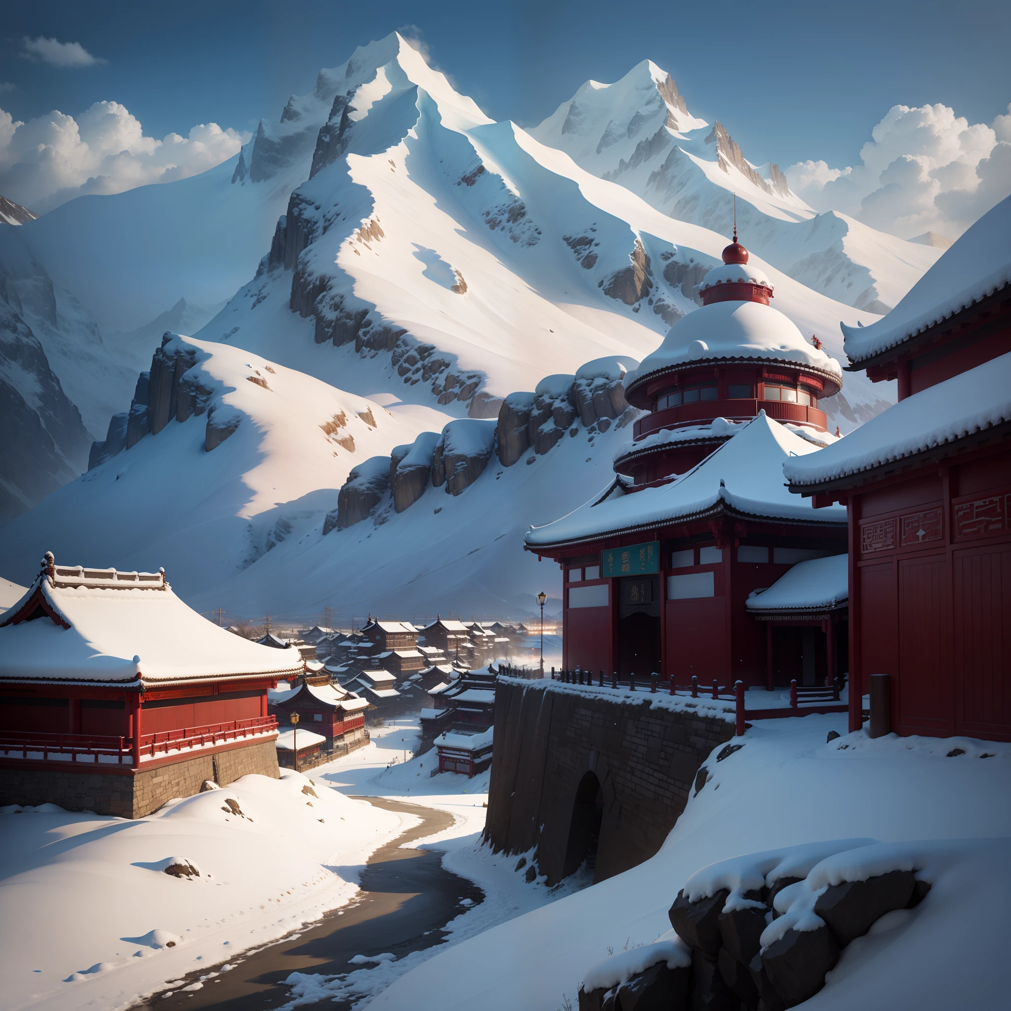 Qinghai Changyun Dark Snow Mountain,The lonely city looks at the Jade Gate Pass