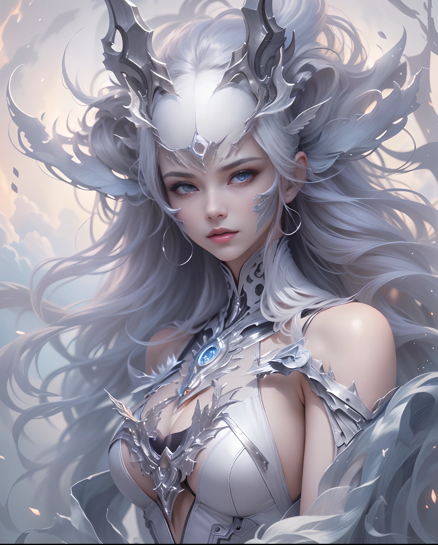 ((top-quality))、((​masterpiece))、(detaileds)、seductive succubus、Fantastic beauty、Perching on the clouds、(fantasy illustrations:1.3)、a captivating gaze、Pose Seductive、Delicate wings、Otherworldly charm、mystical sky、 (By Luis Royo:1.******shitaka Amano:1.1)、Moon Night、Soft colors、(detailed cloudscape:1.3)、(hight resolution:1.2)Complex 3d rendering ultra detailed beautiful porcelain profile female android face、cyborgs、roboticparts、150mm、Beautiful studio soft lights、Rim Light、Vivid details、luxuriouscyberpunk、Ren Hao、surrealistic、Anatomical、face muscles、cable electric wires、microchips、elegent、beatiful backgrounds、octan render、HR Giger Style、8K、top-quality、​masterpiece、illustratio、extremely delicate and beautiful、A highly detailed、nffsw、unification、wall-paper、（realisitic、Photorealsitic：1.37）、magnifica、Finely detailed、​masterpiece、top-quality、Official art、Highly detailed ticker Unity 8K wallpapers、absurderes、incredibly absurdness、机器人、Silver Halmet、full body Esbian、sitting on、Breasts are small and B size、A slender、Cleavage is visible。legs are thin and beautiful,、photoRealstic、beautifull detailed face、Grab viewers' eyes with attractive poses、Eyes are on the viewer、high-heels、