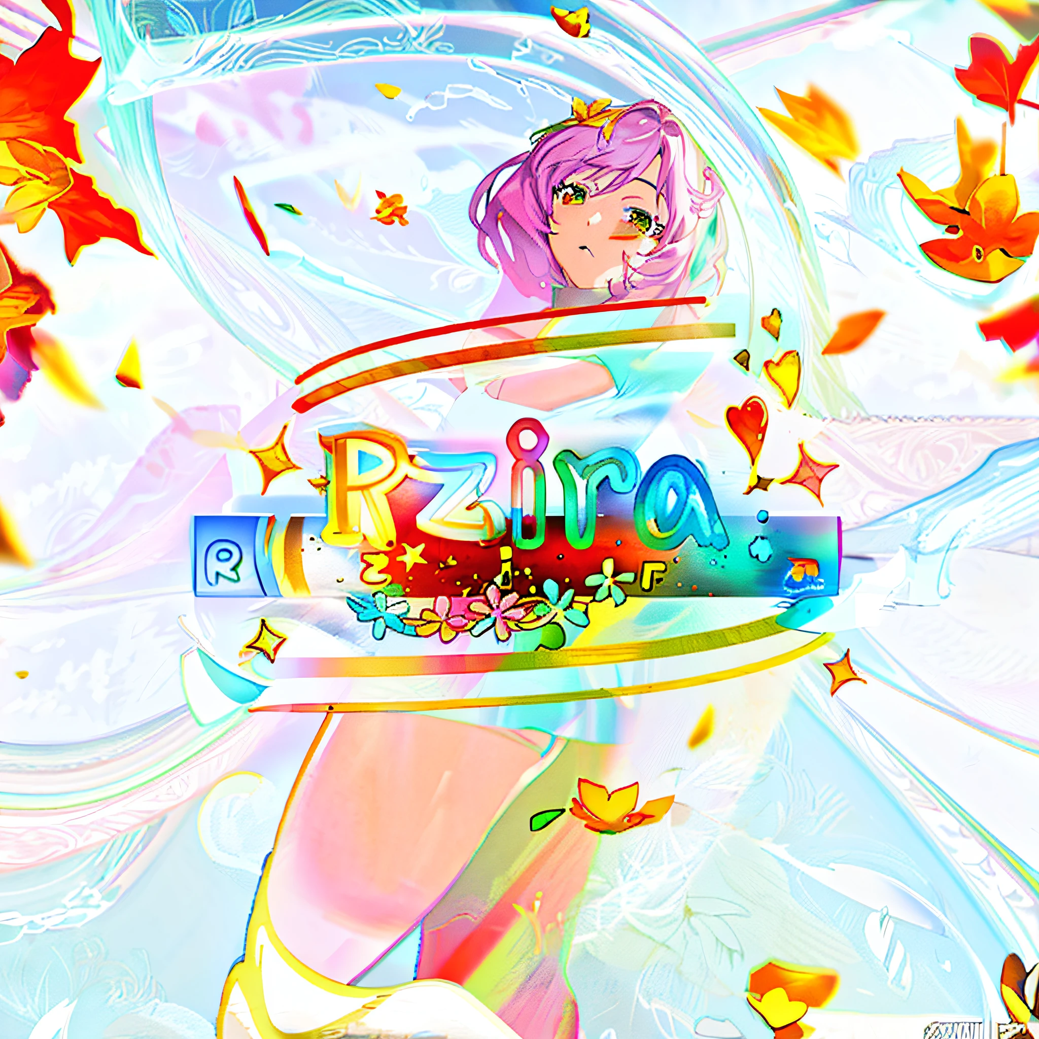 Close-up of a logo with a bouquet of flowers in the background, ((Supersaturation)), profile picture 1024px, seasons!! : ๐ธ โ ๐ โ, inspired by Eizan Kikukawa, Splash screen, sakura season dynamic lighting, zerochan art, official fanart, Album art, zerochan, an aesthetic!