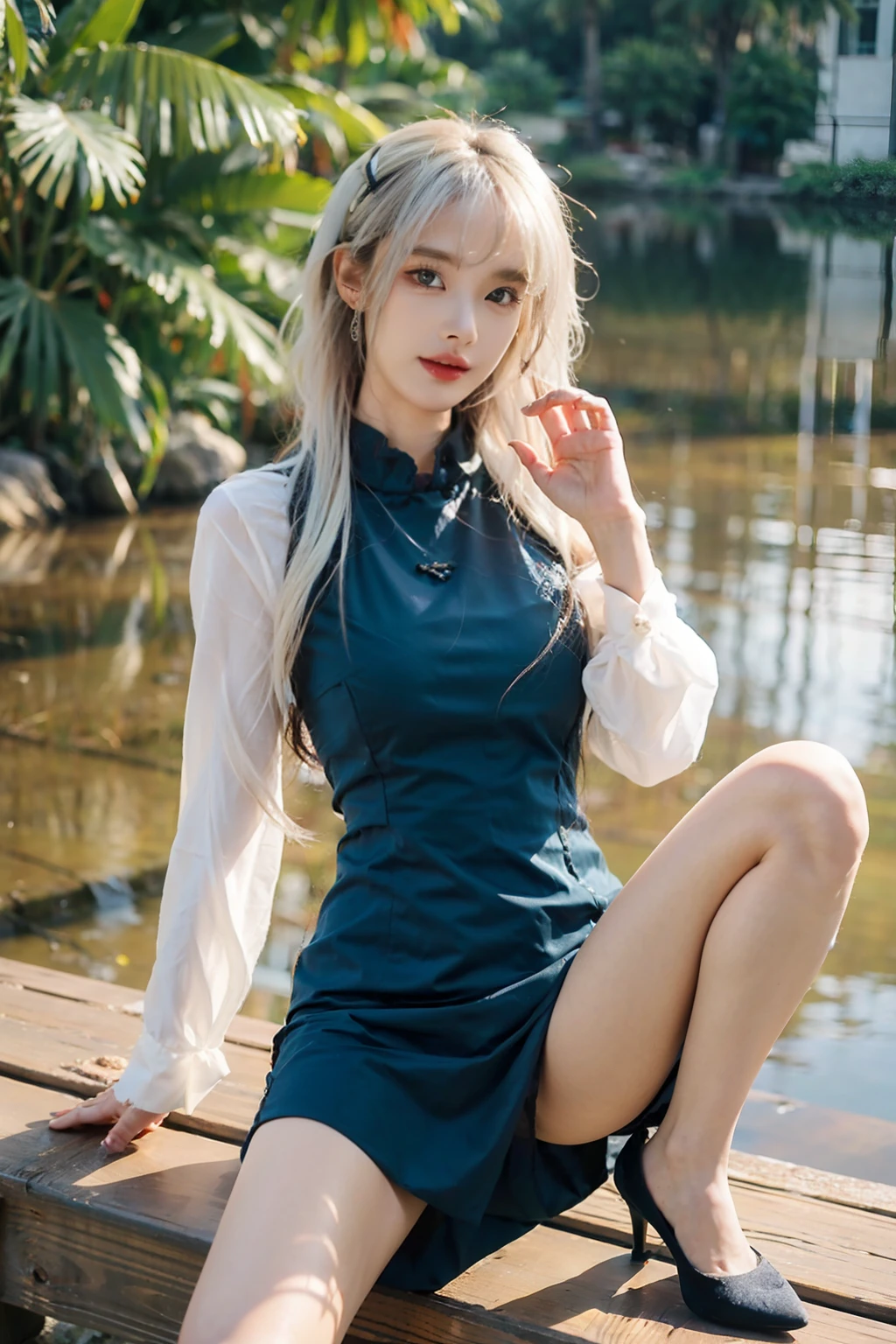 ((top-quality,16k,tmasterpiece:1.3)),Aya Shiina,28 years old Asian female,Beautiful Women in Perfect Shape:1.3,(White color hair)),((Beautiful udder:1.3)),(Showers,hazy water)),(Transparent underwear))),((lewd poses)),((Raised sexy)),((squatt,spread their legs)),(nedium breasts)),a skirt (((Have by the sea))),(((shift dresses,stocklings))),((high-heels)))