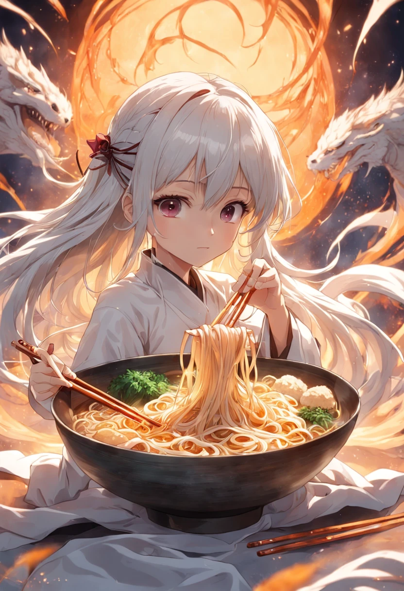 A bowl of white thread large bone noodles