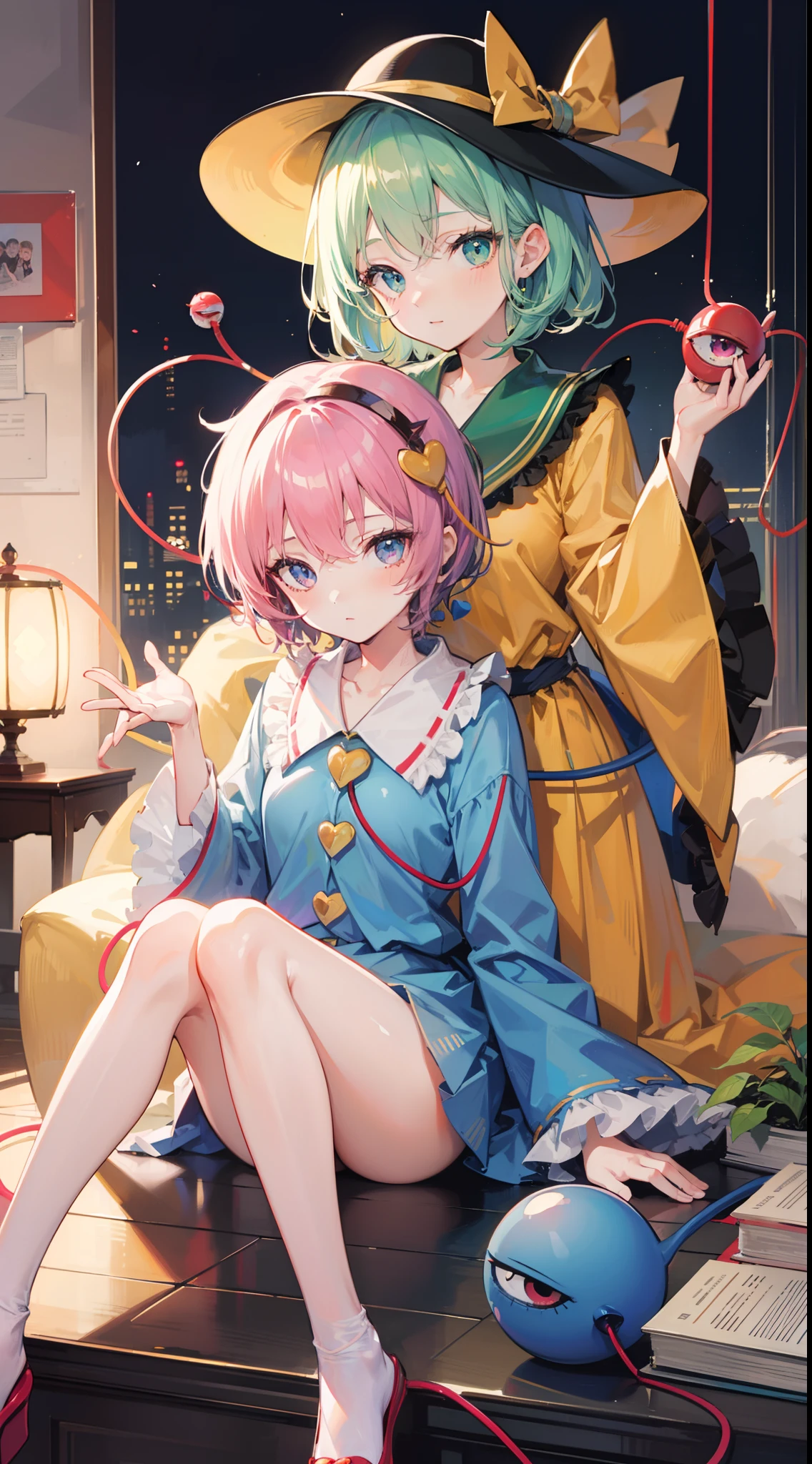 2girls,Komeiji Satori,Komeiji Koishi,