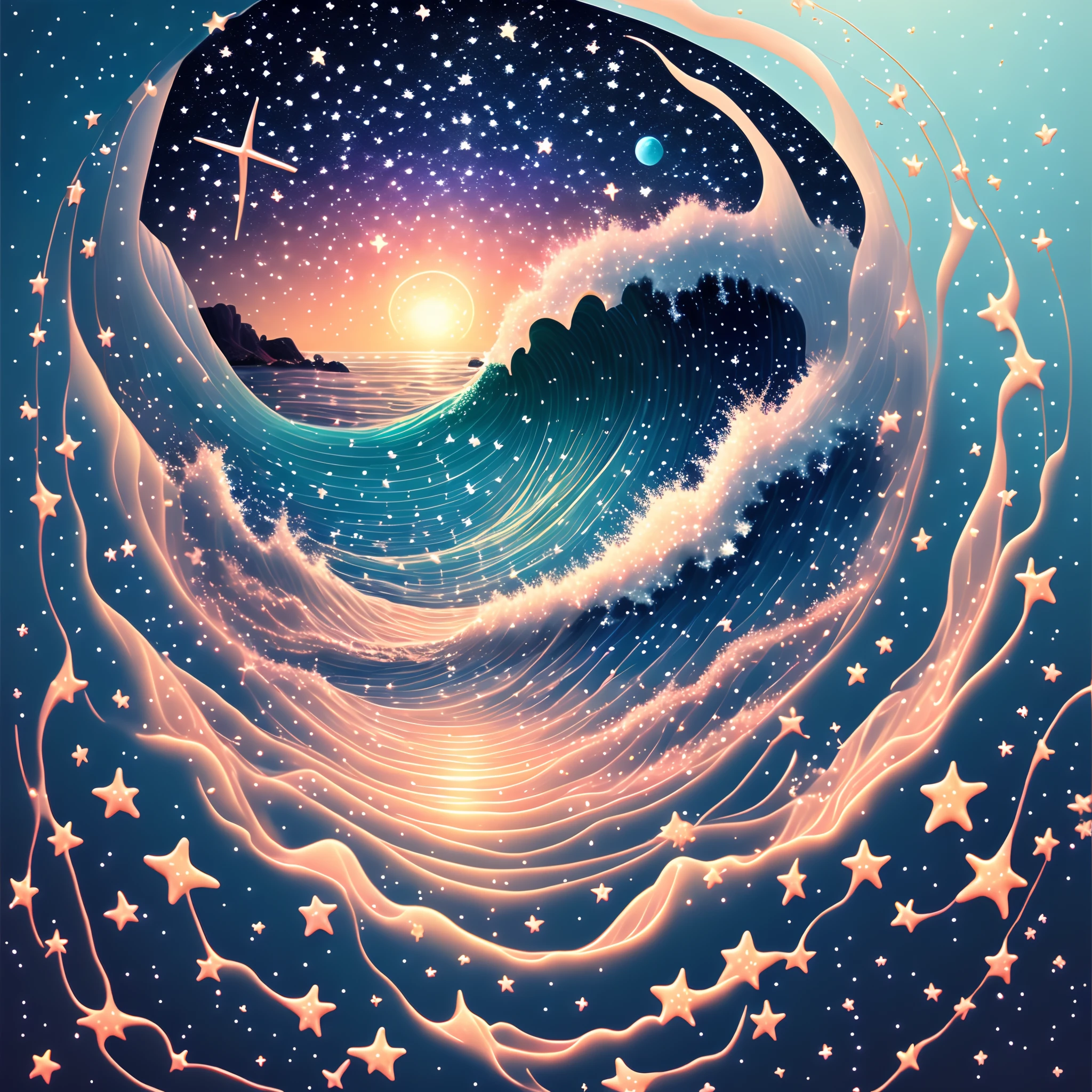 star,starlight,(sea:1.1),ocean,(wave:1.1),(sky:0.8),(cloud:0.8),1girl,(stars floating on the sea surface:1.2),best quality,masterpiece,illustration,an extremely delicate and beautiful,extremely detailed,unity,8k wallpaper,Amazing,finely detail,masterpiece,best quality,colorful stars,