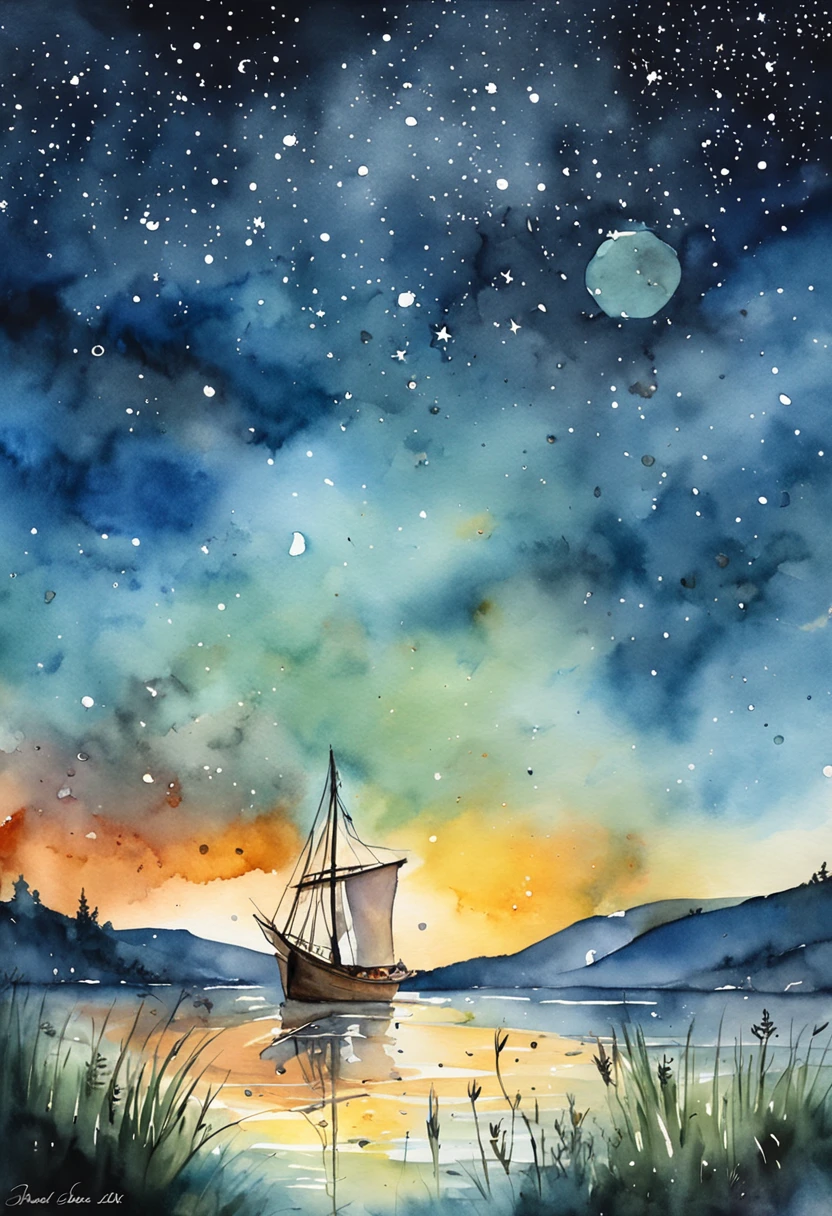 After getting drunk, I don't know that the sky is in the water, and the ship is full of dreams and presses the starry river