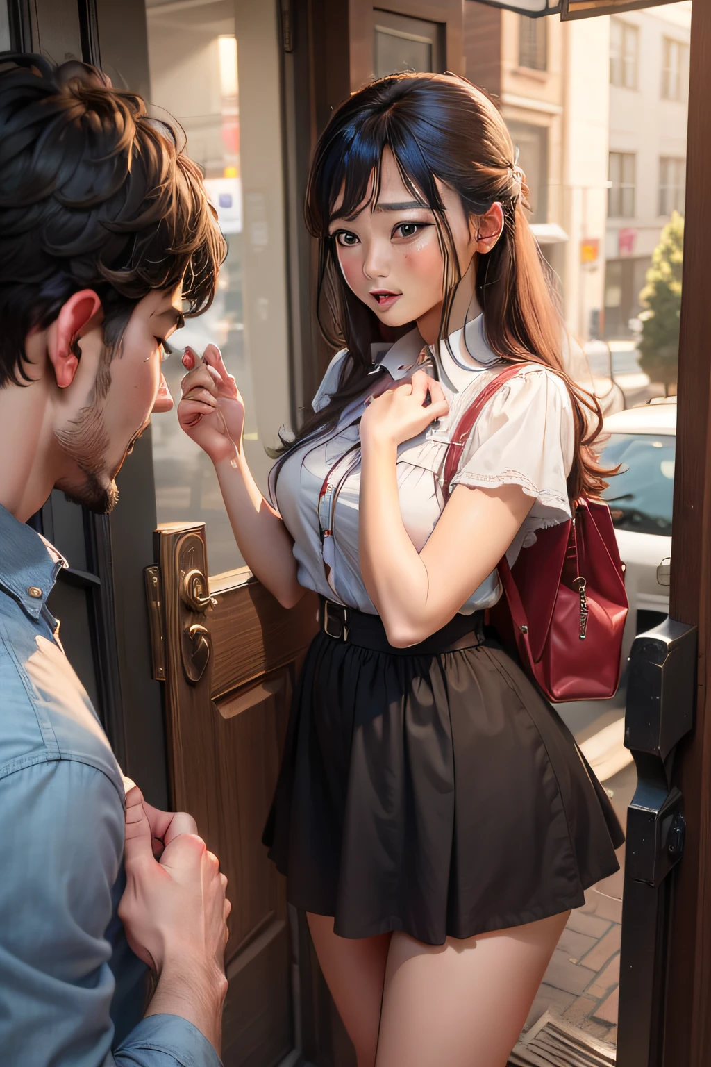 man convincing a girl to give her massgae