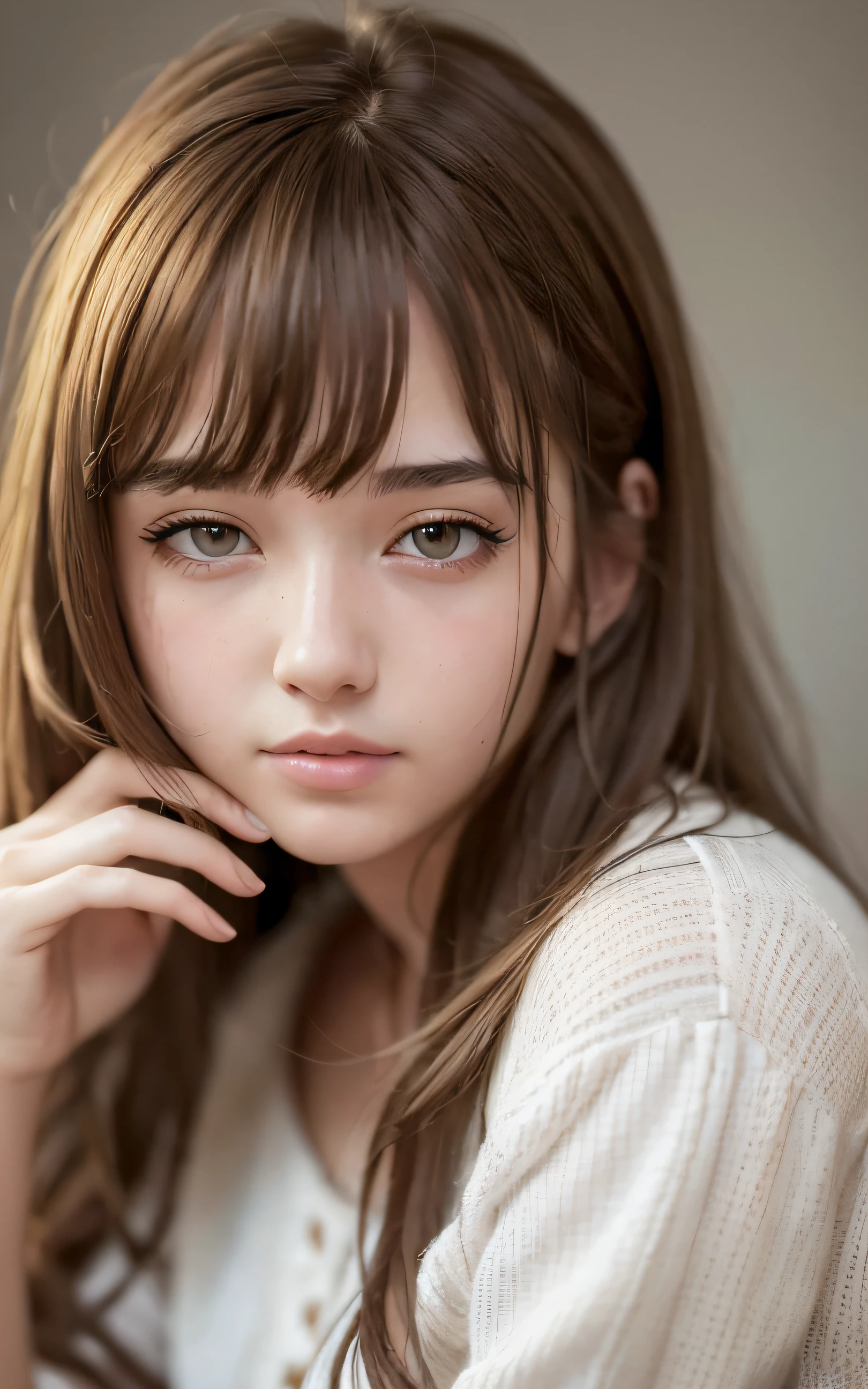 Photorealistic, 超A high resolution, Best Quality, masutepiece, 1girl in, sixteen years old, lovely, Cute, Japanese, Neat and clean beauty, Detailed eyes, Sharp pupils, close-up,