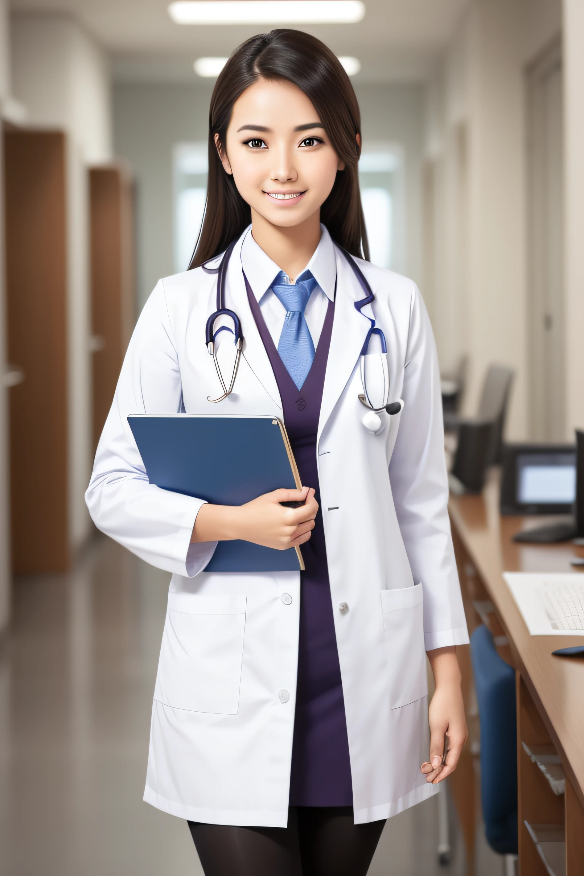 medical student girl with proper doctor dress-ups