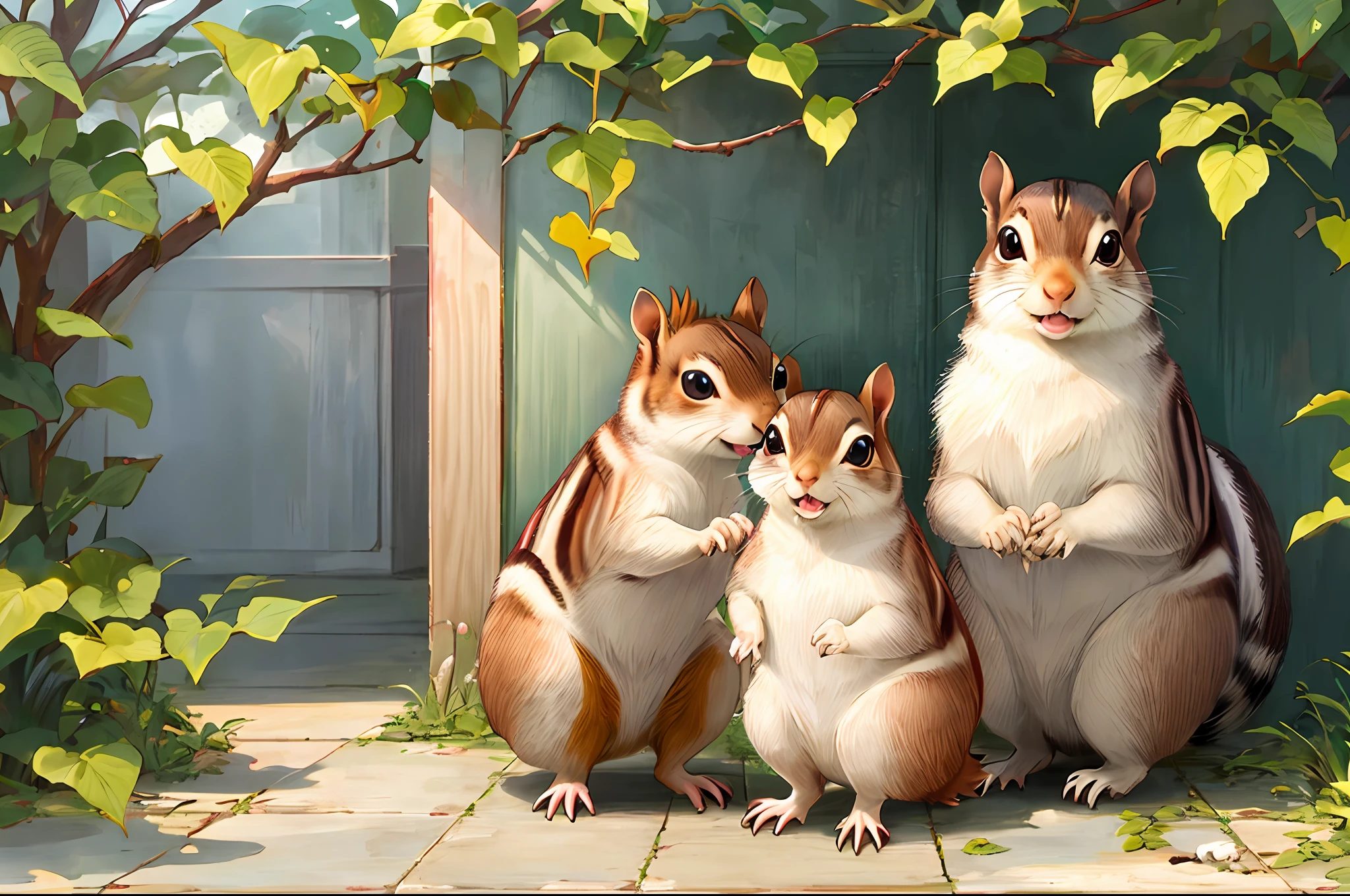 Tiere、a squirrel、animesque、Background Sen