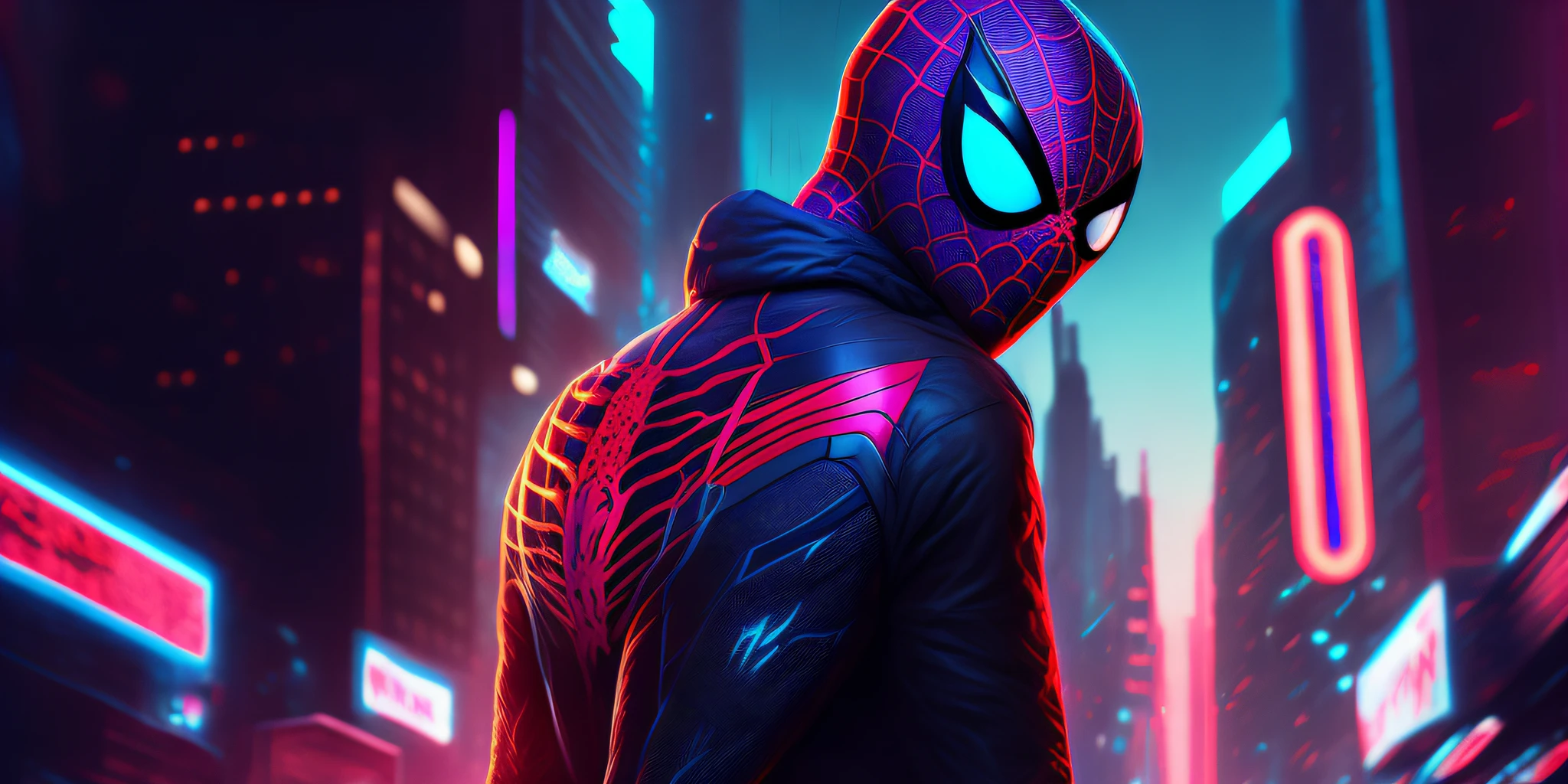 Spider man,Cyberpunk,8k.