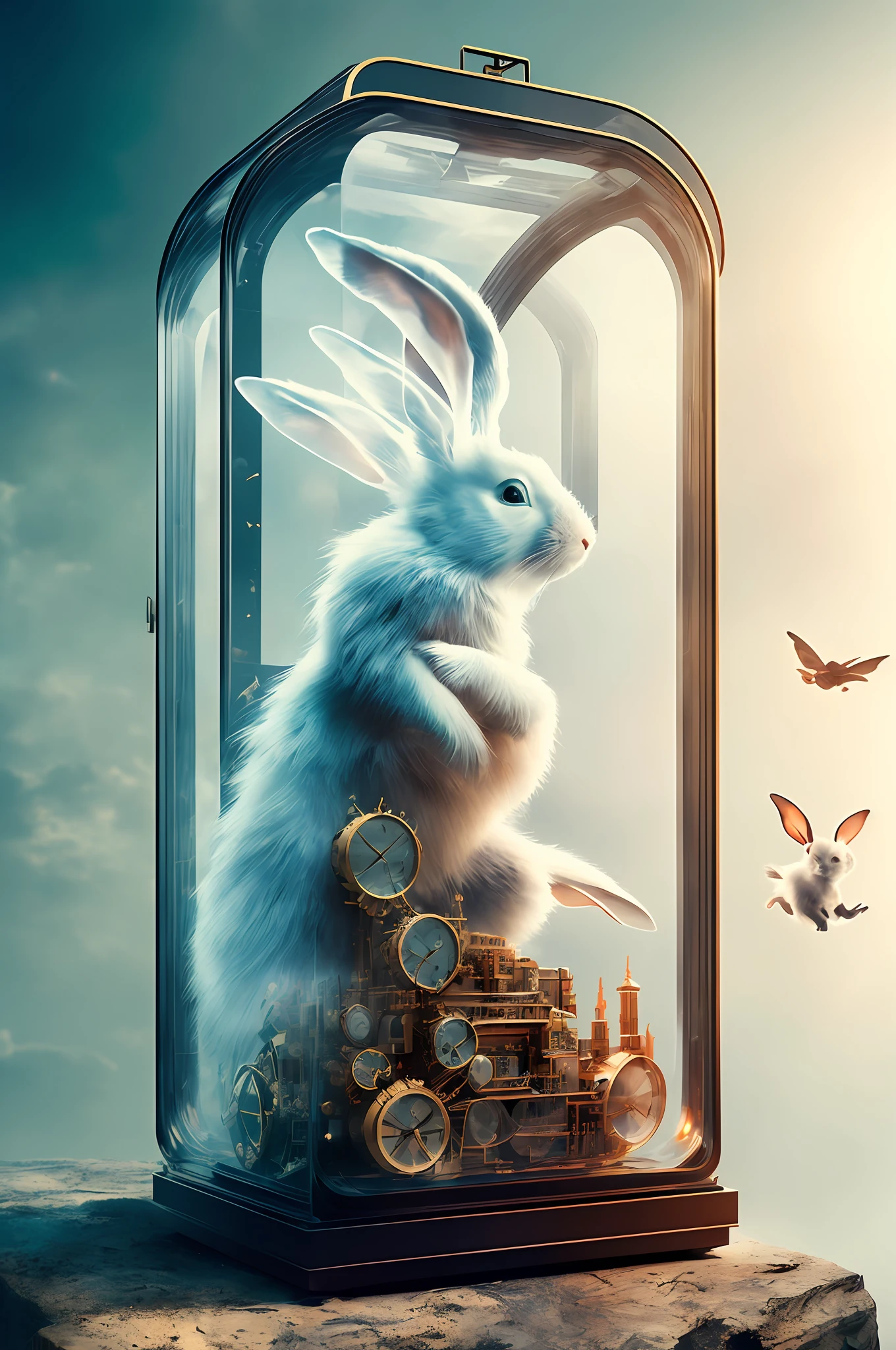 knollingcase,the white rabbit,(((with dynamism,photograph realistic,realisticlying,dramatics,foco nítido,8k)))