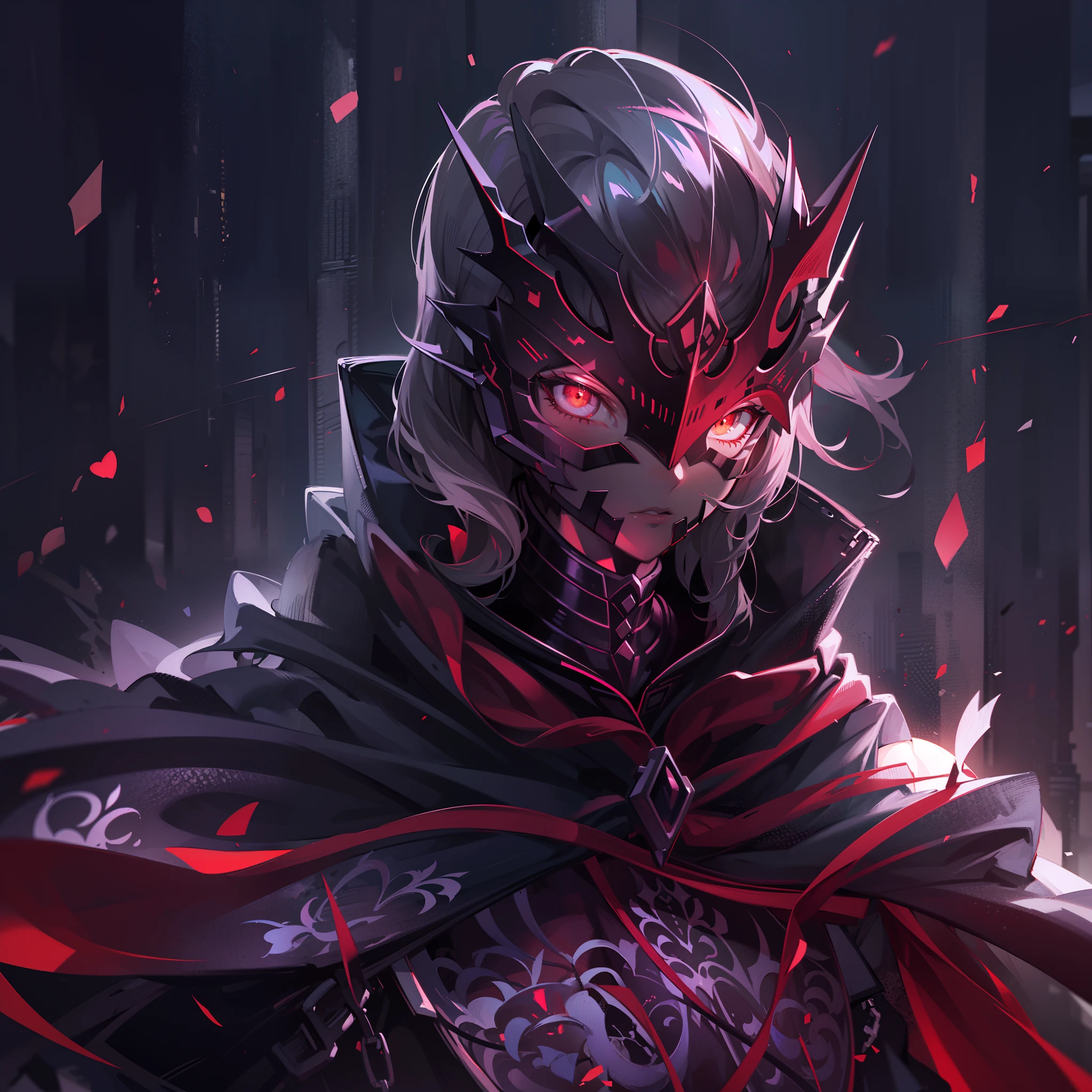 ((top-quality)), ((masterpiece)), ((ultra-detailliert)),(8k wallpaper:1.2),(Ultra-high resolution:1.2),(masterpiece:1.1),wallpaper,High quality,(High detail),(absurdres, highres, ultra detailed),( best quality:1.2)best quality, ultra high res, 8k resolution,anime boy, wearing a metal mask,red eyes,wearing templar knight clothing,wearing silver knuckles, powerful aura, dangerous, serious,highest quality digital art, Stunning art, wallpaper 4k,8k,64k, HD, unparalleled masterpiece, dynamic lighting, cinematic, epic