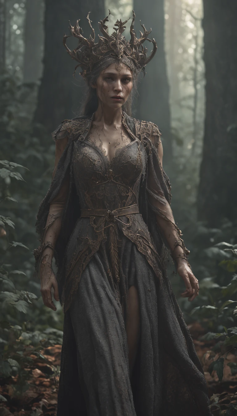 closeup photography, death walking through the enchanted forest, dark fantasy, magnificent fantasy scene, dark stories, symmetric bodies, character design, concept art, smooth, ornate, dirty torn clothes, ultra realistic, highly detailed, illustration, digital art, digital painting, smooth, sharp focus, illustration, depth of field, cinematic lighting, rim lighting, cgsociety, artstation, 32k, octane render, artstyle by craig mullins, donato giancola, perfect composition, beautiful detailed intricate insanely detailed octane render trending on artstation, 8 k artistic photography, photorealistic concept art, soft natural volumetric cinematic perfect light, chiaroscuro, award - winning photograph, masterpiece, oil on canvas, raphael, caravaggio, greg rutkowski, beeple, beksinski, giger