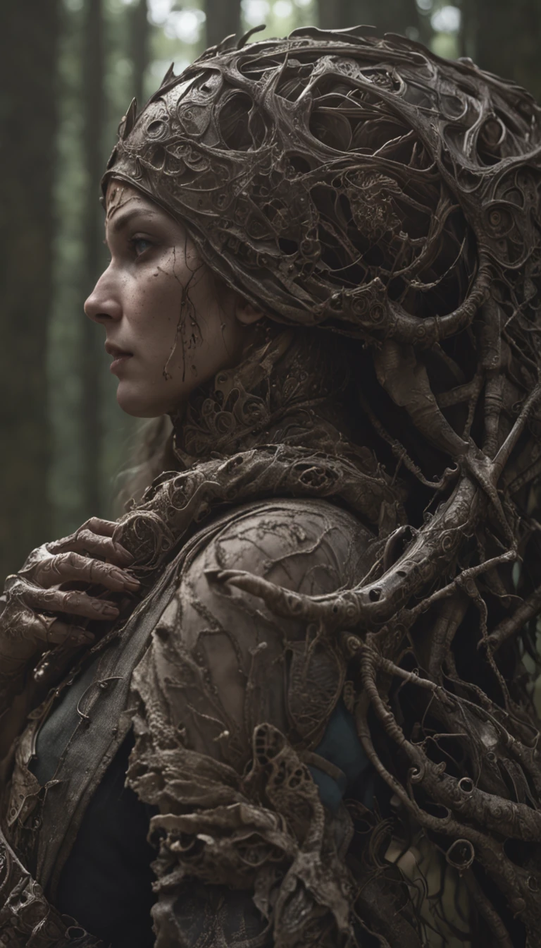 closeup photography, death walking through the enchanted forest, dark fantasy, magnificent fantasy scene, dark stories, symmetric bodies, character design, concept art, smooth, ornate, dirty torn clothes, ultra realistic, highly detailed, illustration, digital art, digital painting, smooth, sharp focus, illustration, depth of field, cinematic lighting, rim lighting, cgsociety, artstation, 32k, octane render, artstyle by craig mullins, donato giancola, perfect composition, beautiful detailed intricate insanely detailed octane render trending on artstation, 8 k artistic photography, photorealistic concept art, soft natural volumetric cinematic perfect light, chiaroscuro, award - winning photograph, masterpiece, oil on canvas, raphael, caravaggio, greg rutkowski, beeple, beksinski, giger