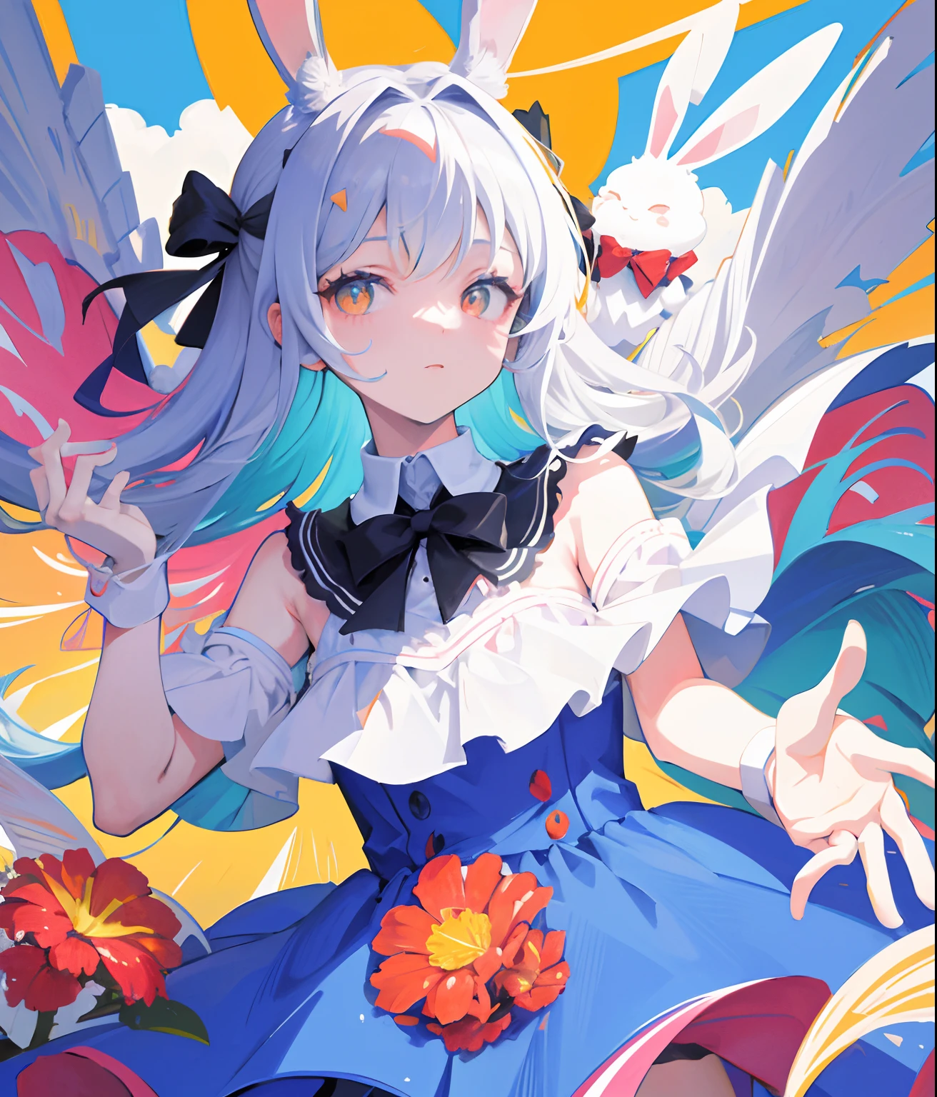 (Flat Color:0.9),(Colorful:1.1),(Masterpiece:1,2), Best Quality, Masterpiece, High Definition, Original, Very Detailed Wallpaper, Viewer's View,,,1girl,Solo,Bunny Girl,Portrait