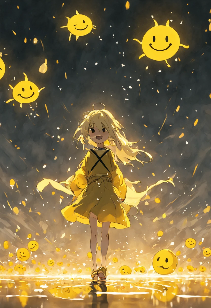 score_9, score_8_up, score_7_up, score_6_up, score_5_up, score_4_up, source_anime, slime girl, purple and cyan gradient skin, translucent yellow (raincoat:1.1), hands behind back, tilted forward, playful, happy, wet, outside, rural town, heavy rain, (raining:1.1), wind, cowboy shot, humanoid, solo, detailed, beautiful
