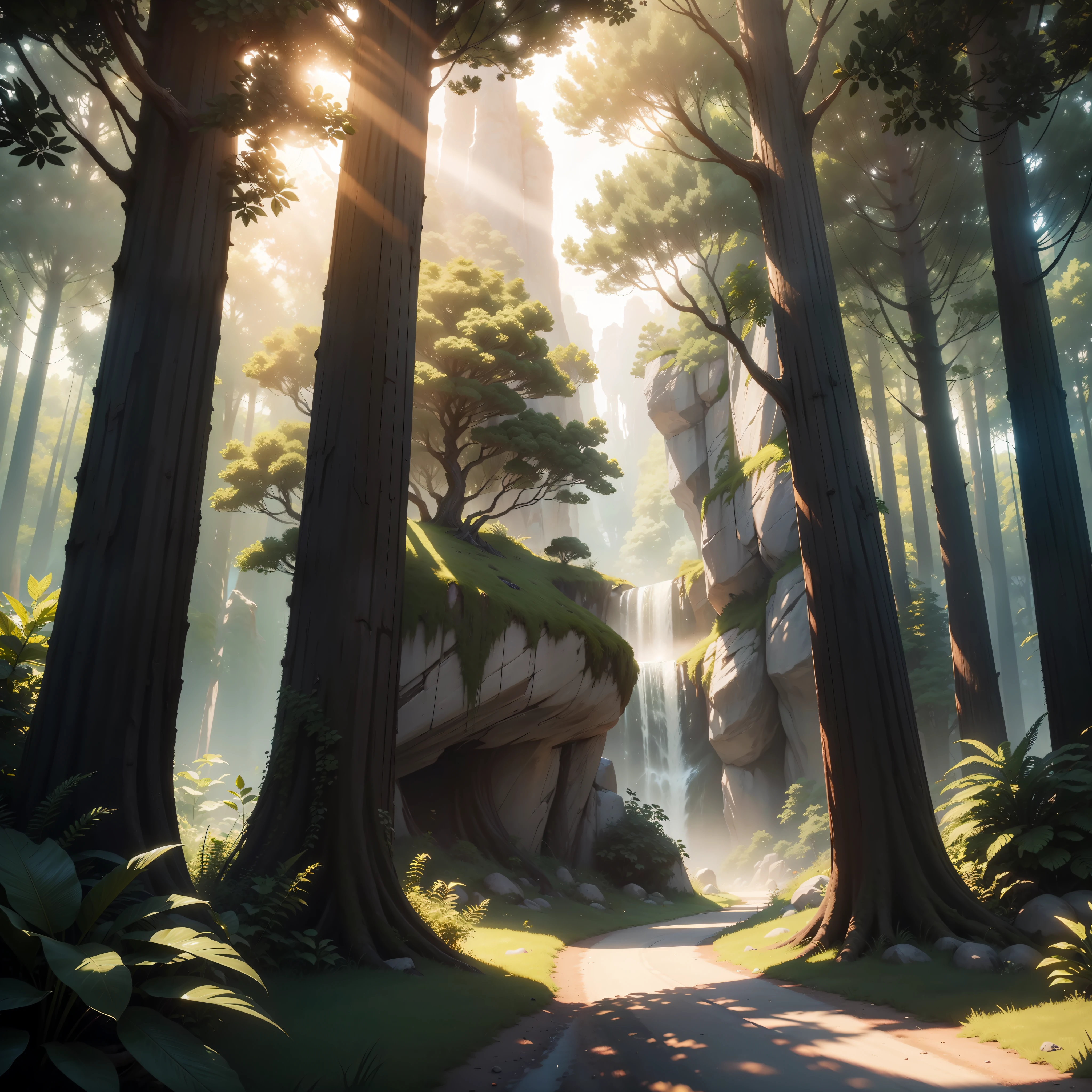 (No humans)、rays of sunshine、Nature background in summer、Unreal Engine、Realistic, Photorealistic、16 K、Cinematic、realistic shaded、hyper quality、Highly detailed、Cinematic lighting、Ray tracing、Colorful、brushstrokes --auto