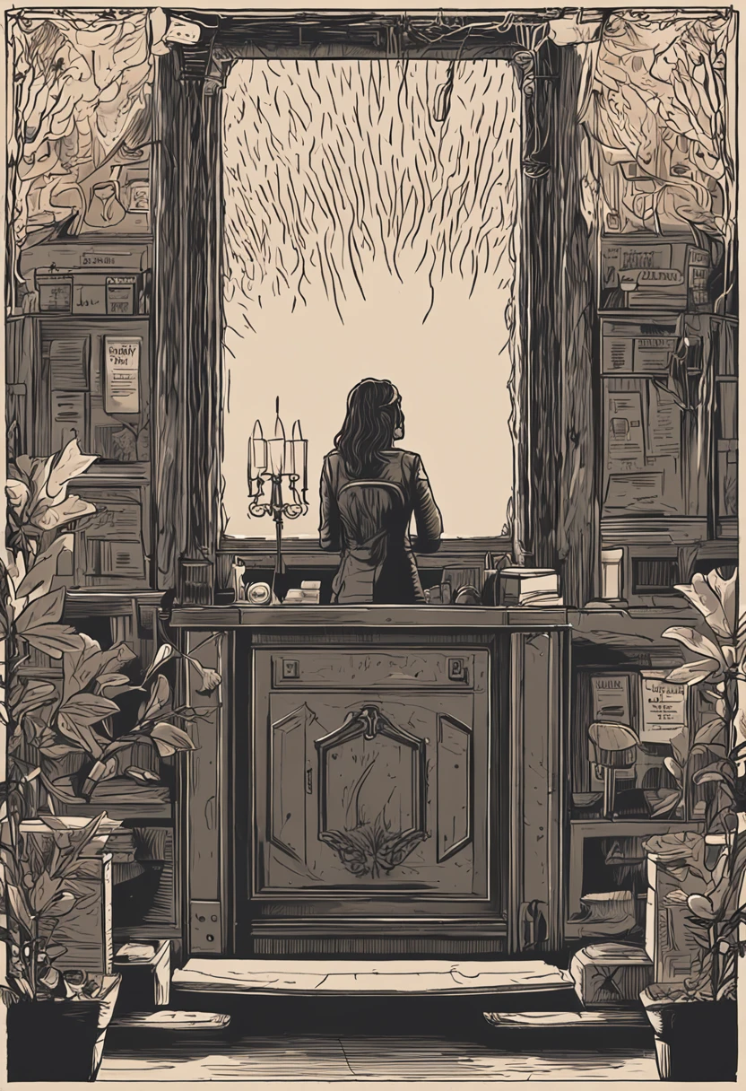 A dimly lit room,There is only one door in front of you,I have a knife in my hand,Hands were covered in blood。