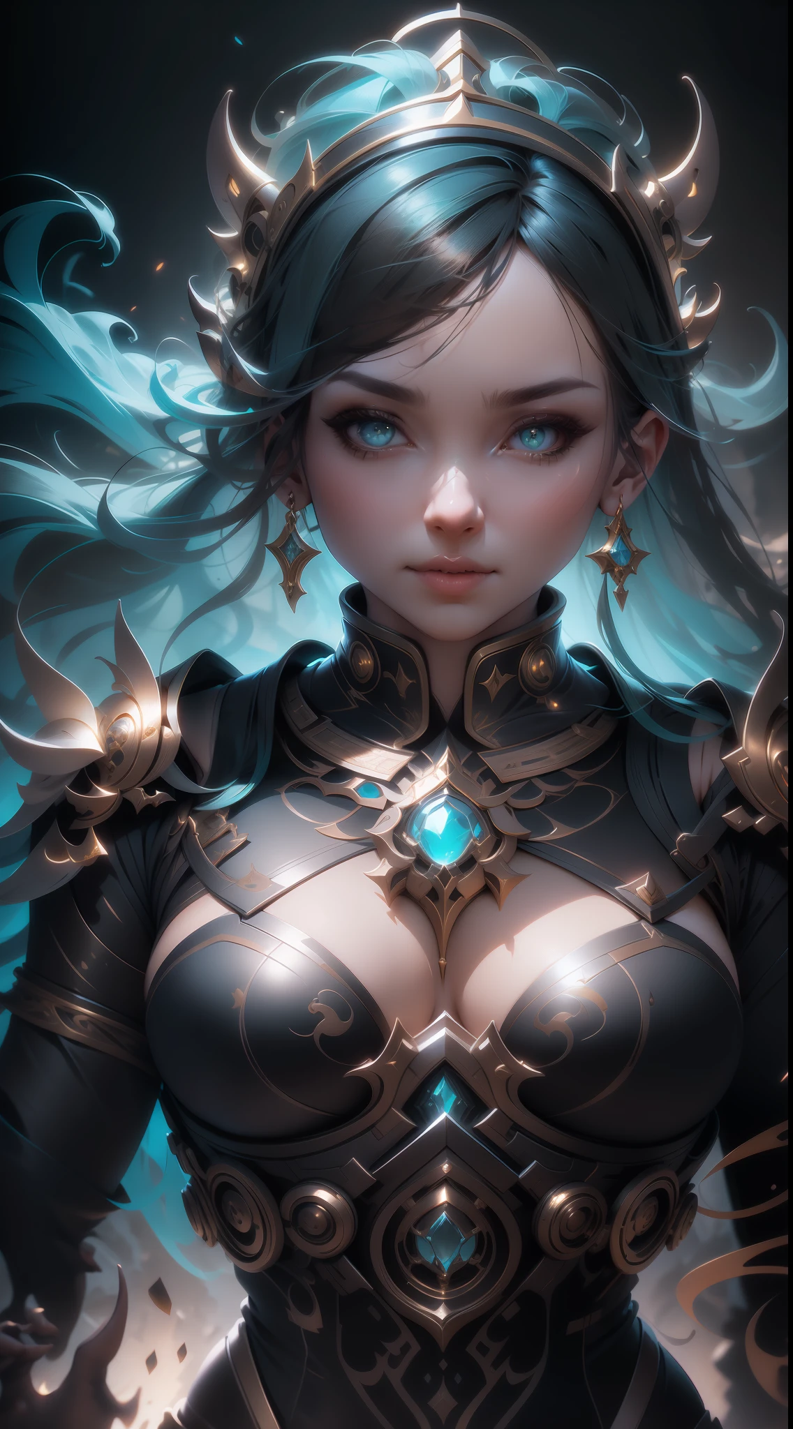 A goddess, nice perfect face with soft skinice perfect face, Concept art portrait by Greg rutkowski, Art germ, Ultra-detailed and intricate Gothic art trends in Artstation ternary colors, Fantastical, intricately details, Splash screen, Complementary colors, fantasy concept art, 8K resolution, Deviantart's masterpiece, Oil painting, Heavy strokes,