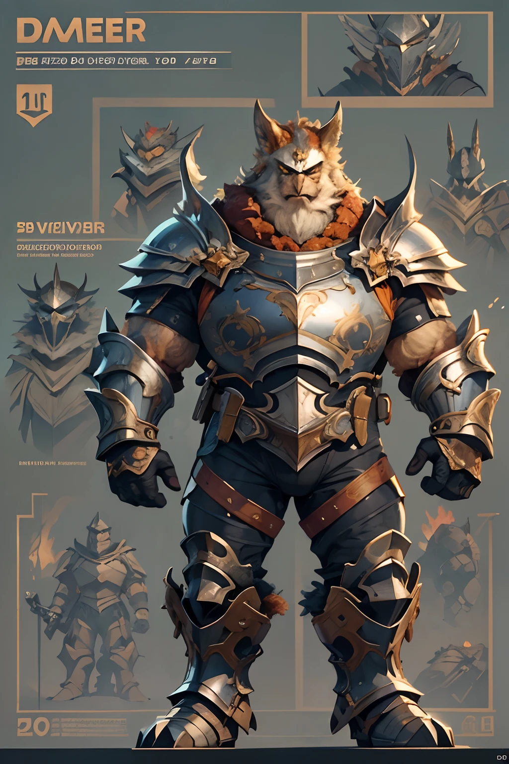 Game character standing drawing design,Disney animation,style of disney animation,an heavyknight,Quaint and heavy armor,Fur shoulders,Stout limbs,Muscle explosions,Equipped with huge riding guns,Different layers overlay,Different angles,(Left view full body:1.4),solid color backdrop,clean backdrop,depth of fields,high light,Real light,Ray traching,OC renderer,UE5 renderer,Hyper-realistic,best qualtiy,8K,Works of masters,super-fine,Detailed pubic hair,Correct anatomy,