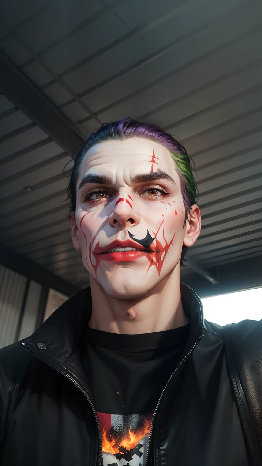 Create a joker from a photo and add a fiery background