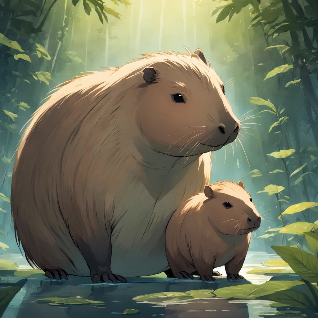 Make a symbol from an insignia that contains a capybara and an alligator intertwined as in the yin-yang symbol format, with the capybara located to the left of the standing insignia being the yin and the alligator to the right of the upside-down insignia being the yang , so that the capybara's snout is in the alligator's tail and the alligator's mouth is in the capybara's tail