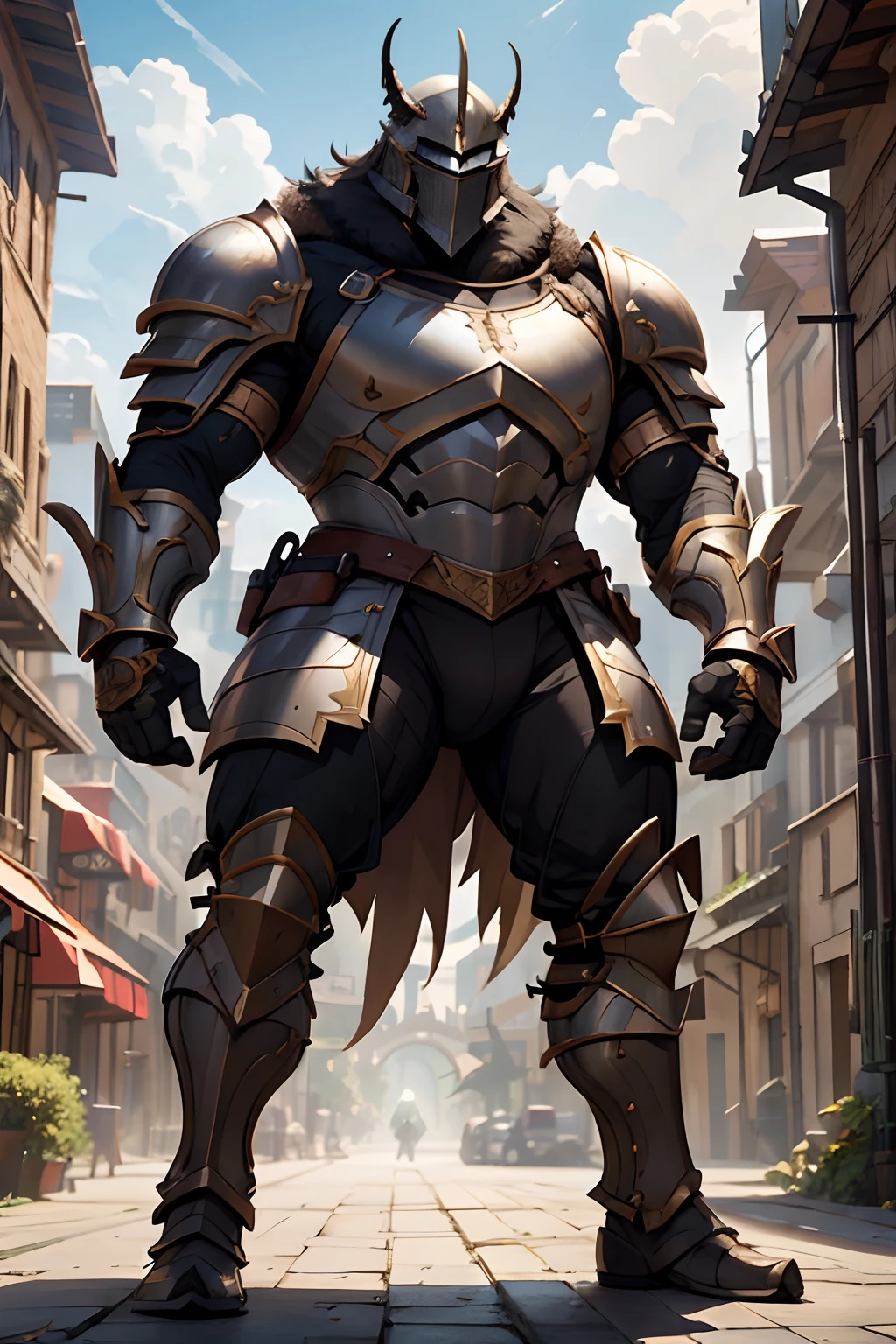 Game character standing drawing design,Disney animation,style of disney animation,an heavyknight,Quaint and heavy armor,Fur shoulders,Stout limbs,Muscle explosions,Equipped with huge riding guns,Different layers overlay,Different angles,(Left view full body:1.4),solid color backdrop,clean backdrop,depth of fields,high light,Real light,Ray traching,OC renderer,UE5 renderer,Hyper-realistic,best qualtiy,8K,Works of masters,super-fine,Detailed pubic hair,Correct anatomy,