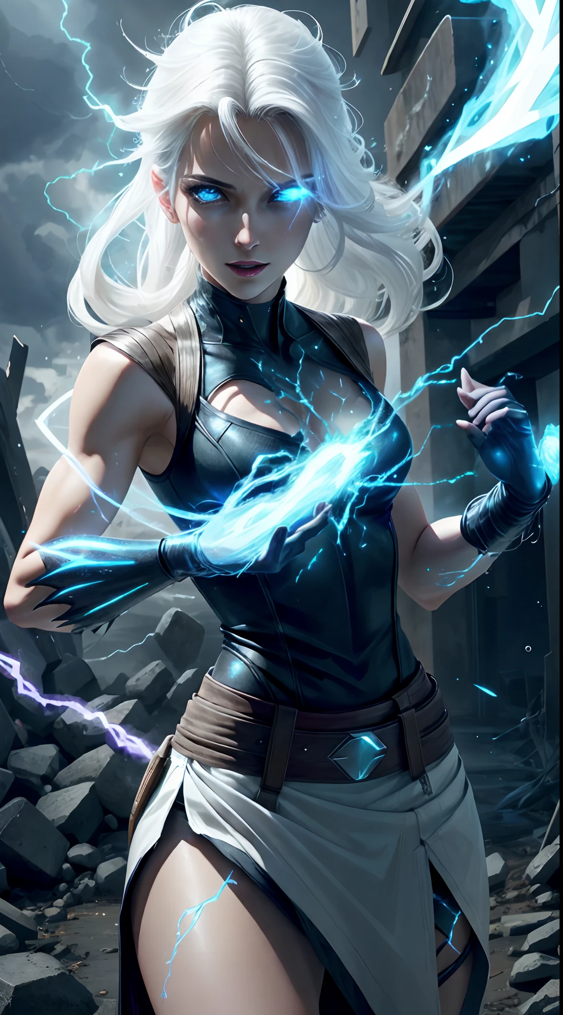 1Beautifulwoman,ff Tifa, X-Men Storm, Lightning is in your hands, Homogeneous symbionts, Venom,, All white hair, a skirt,glowing light eyes