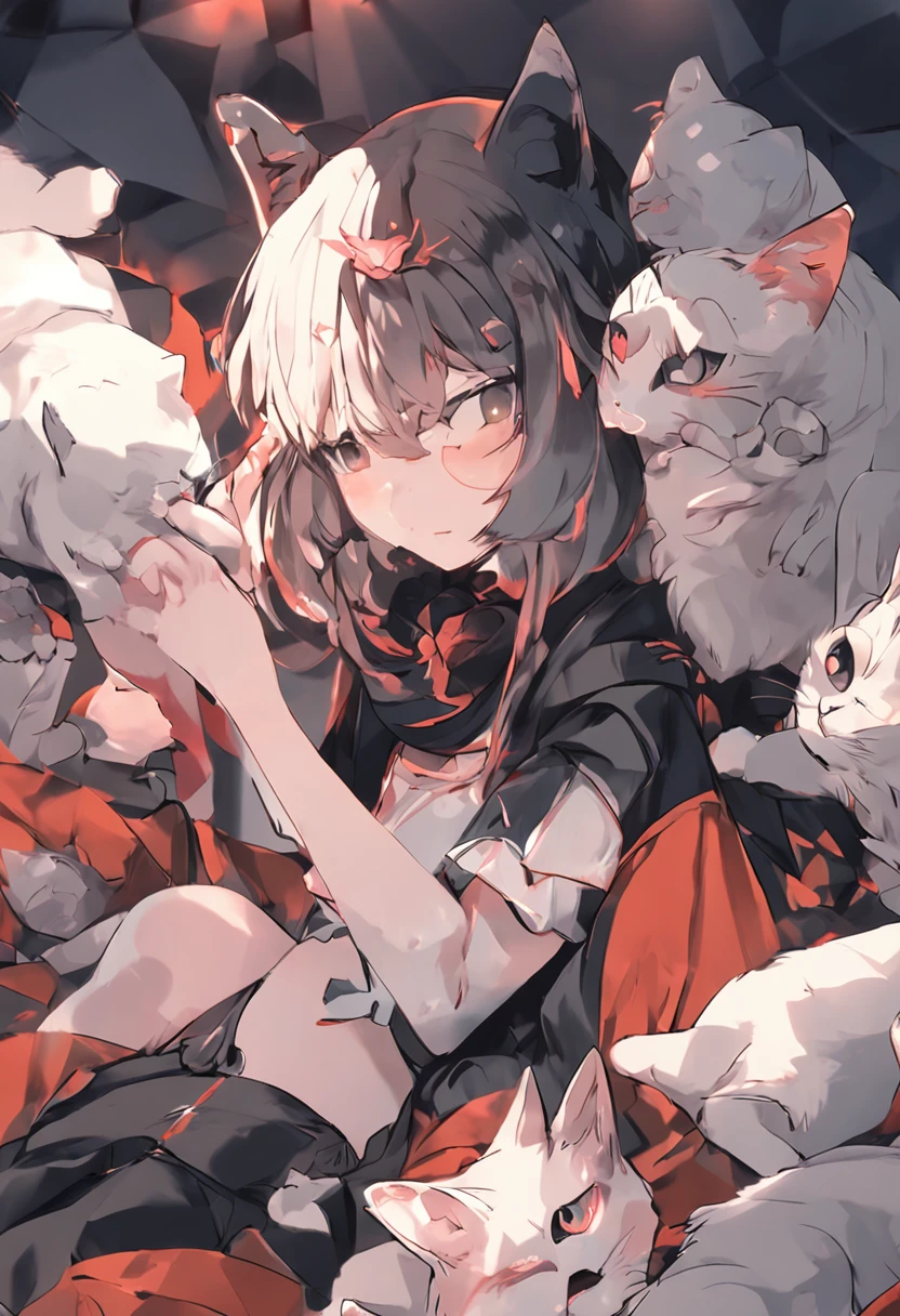 Anime girl holding a mask with a cat in it, Hermosa catgirl de anime, Anime Catgirl, Anime style. 8k, gato anime, linda catgirl de anime, Estilo anime 4K, Anime Art Wallpaper 4K, Anime Art Wallpaper 4K, Con Kitsune Mask, Imagen de anime, Muy hermosa chica gato anime, Nightcore, Anime style, Fondos de pantalla de anime 4k,sudadera negra,sentada en la cama,caBello ?????,caBello corto , latina