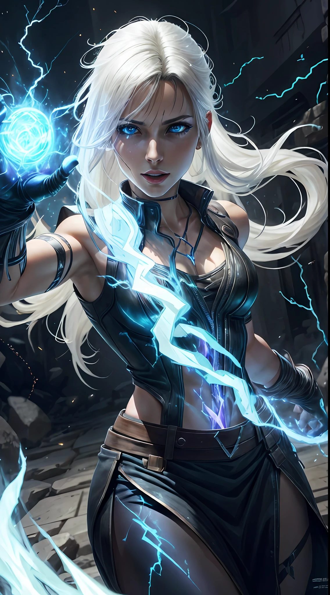 1Beautifulwoman,ff Tifa, X-Men Storm, Lightning is in your hands, Homogeneous symbionts, Venom,, All white hair, a skirt,glowing light eyes