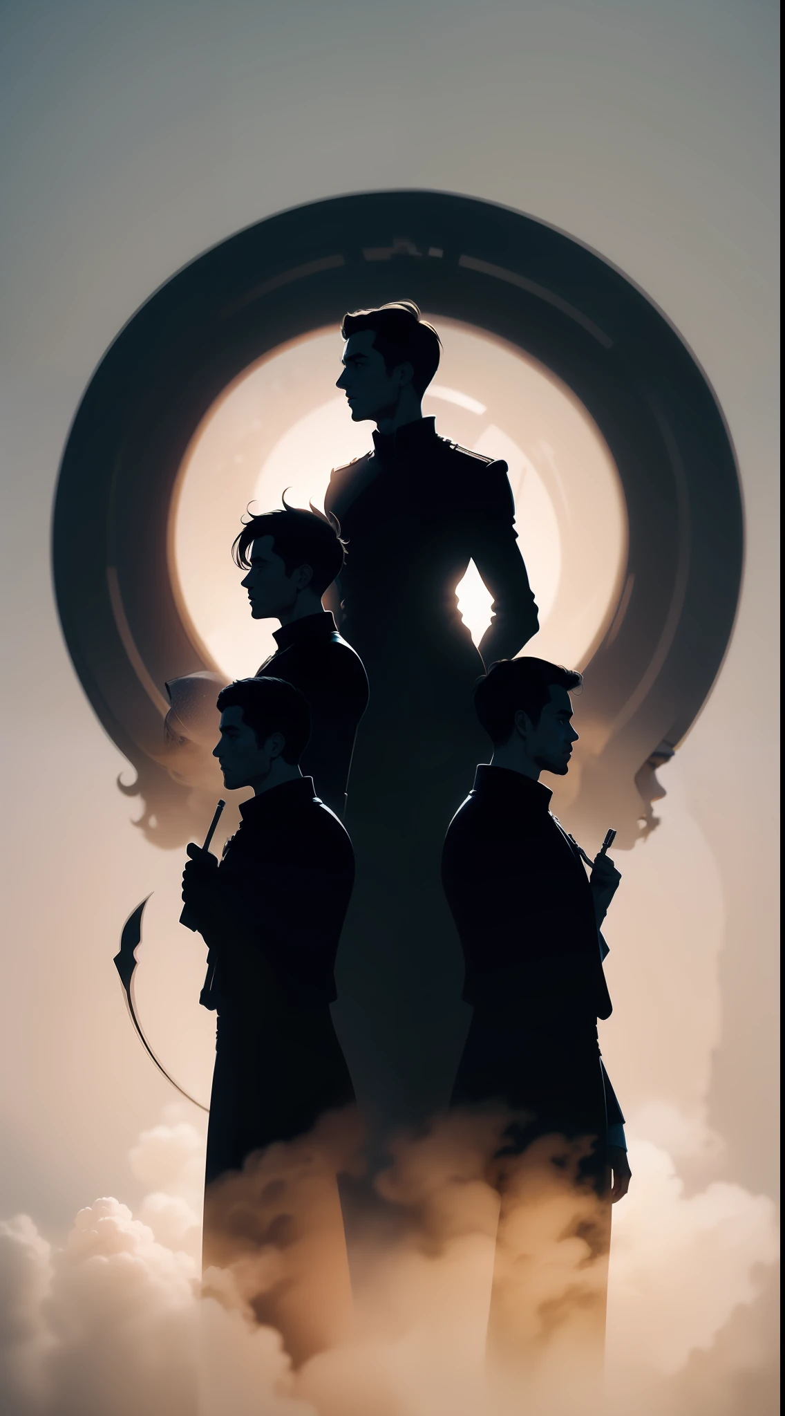 Silhouette of a group of men