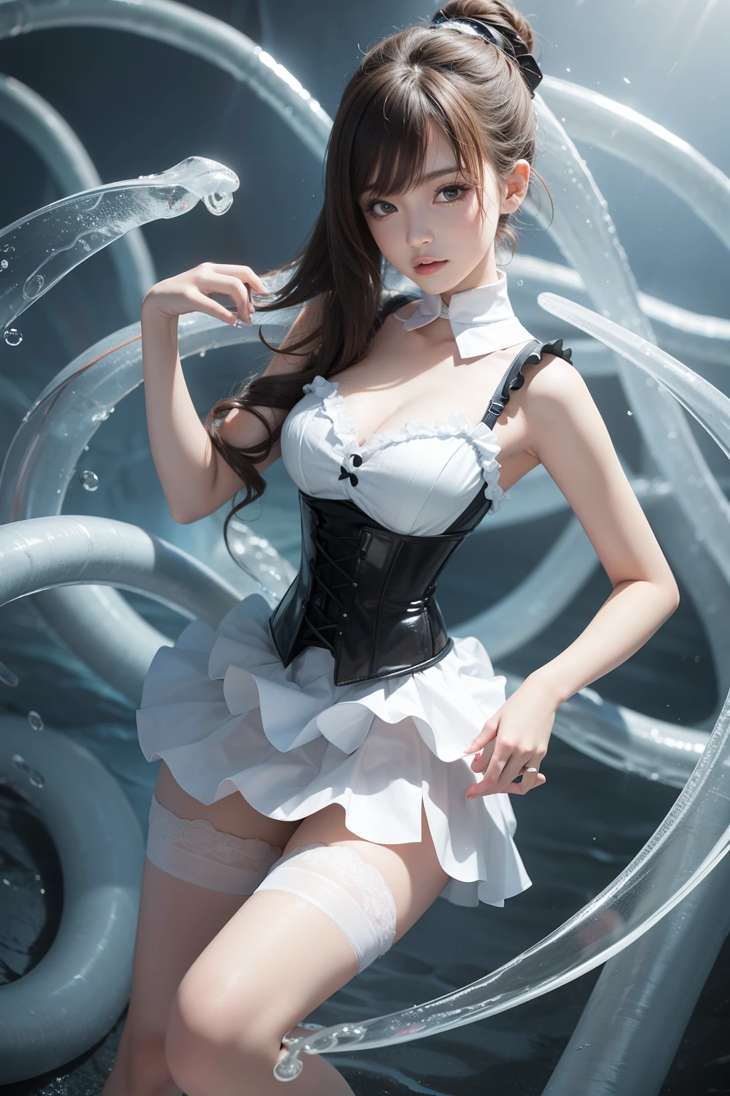 Three-dimensional | Virtual streams,Tentacle biological invasion,twogirls,Wear sleeveless corsets,I didn't wear anything in my lower body,Covered in white liquid