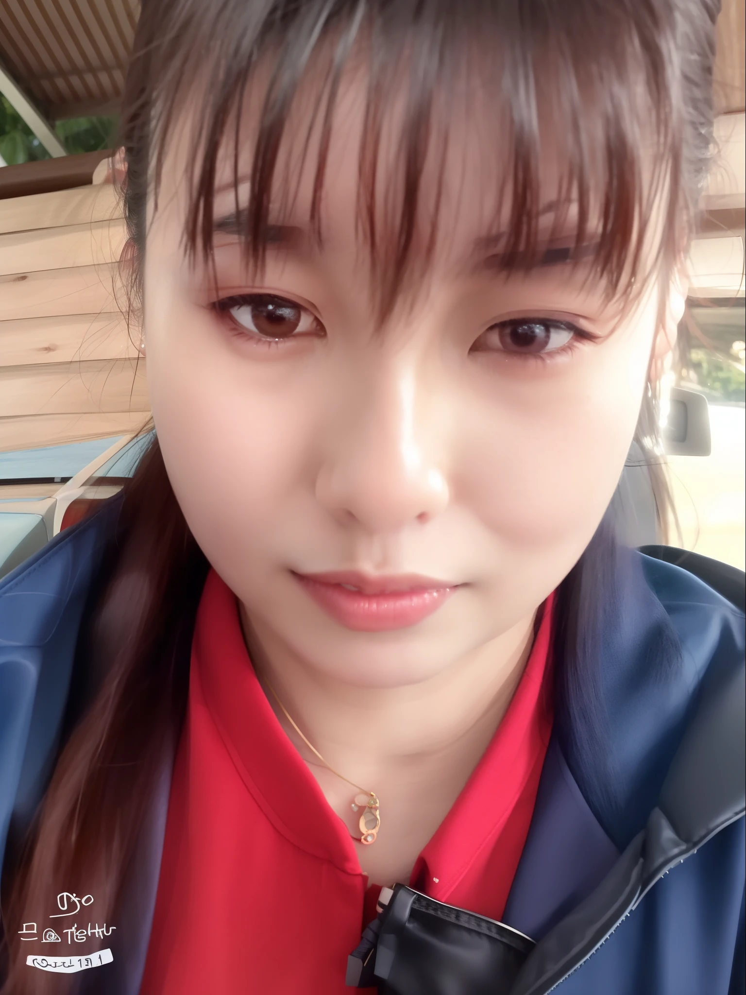 there is a woman with a red shirt and sunglasses on, 38 years old, 30 years old woman, 3 0 years old woman, south east asian with round face, asian face, (38 years old), 3 6 years old, 8k selfie photograph, 2 7 years old, 2 9 years old, 3 2 years old, face picture
